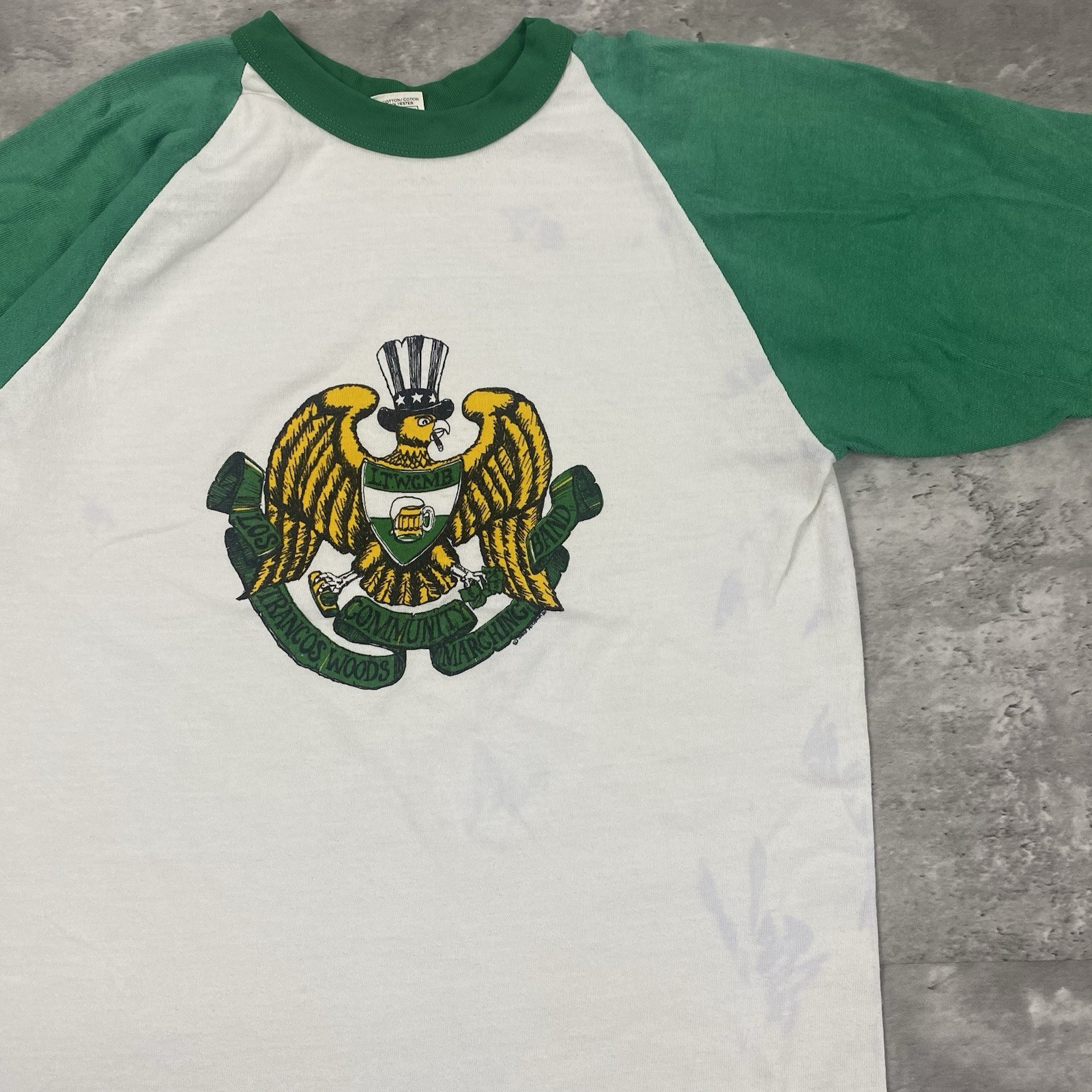 vintage 70s 80s RUSSELL ATHLETIC raglan t shirt LTWCMB LOS TRANCOS WOODS eagle
