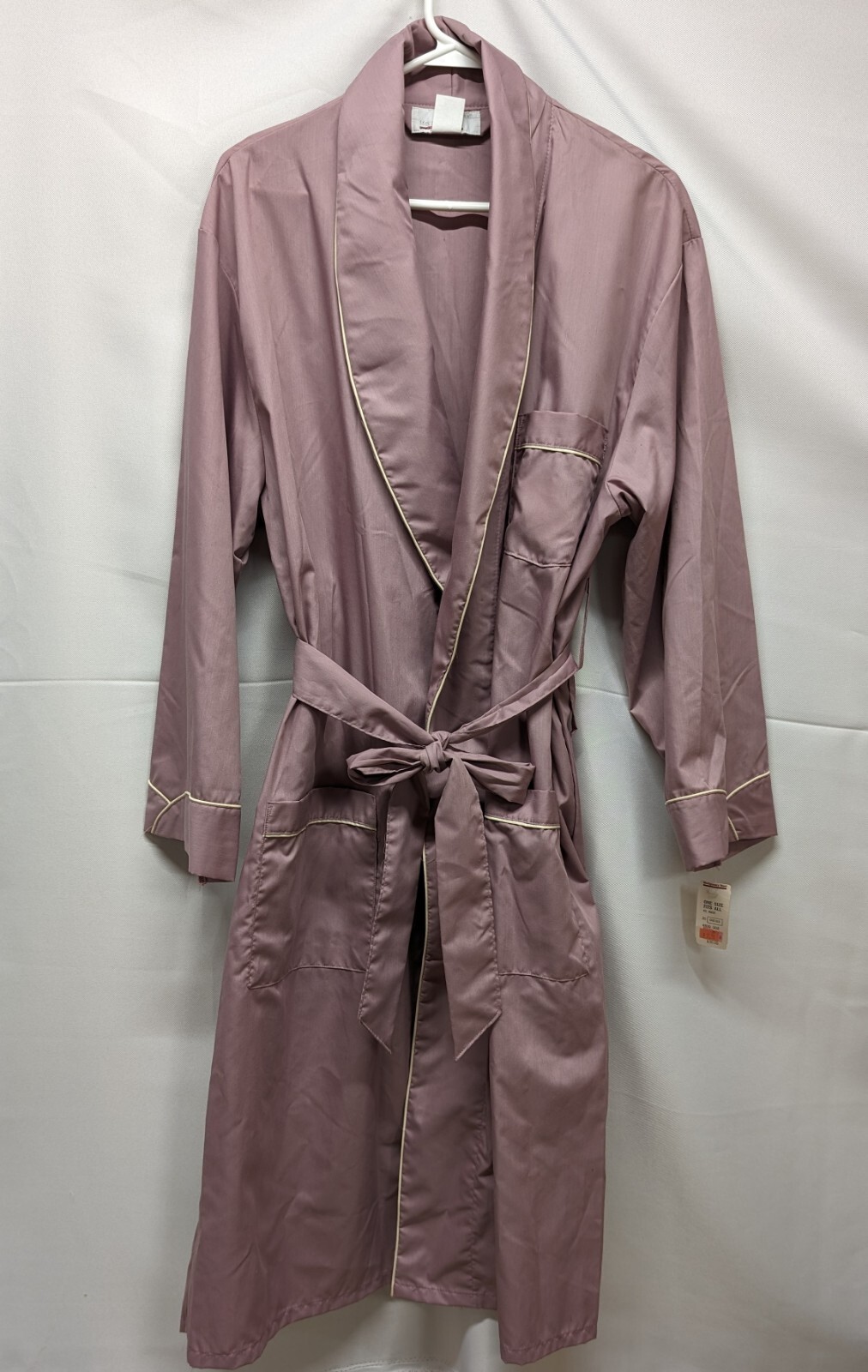 Vintage Montgomery Ward Mauve Wrap Belted Polyester Cotton Robe/Pockets OSFA NWT