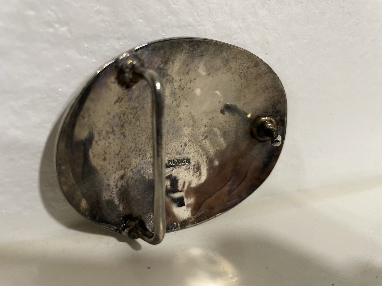Mexico Oval Silver Tone Belt Buckle Southwest Western Sun or Aztec Warrior
