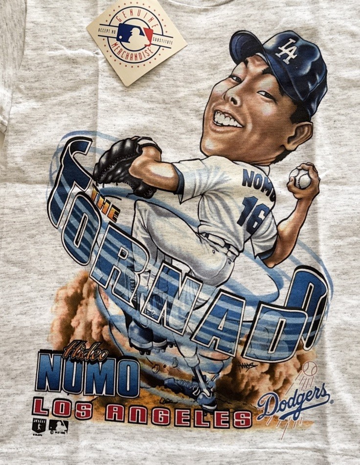 Vintage 90’s Hideo Nomo T-Shirt Youth 10-12 LA Dodgers “The Tornado” New
