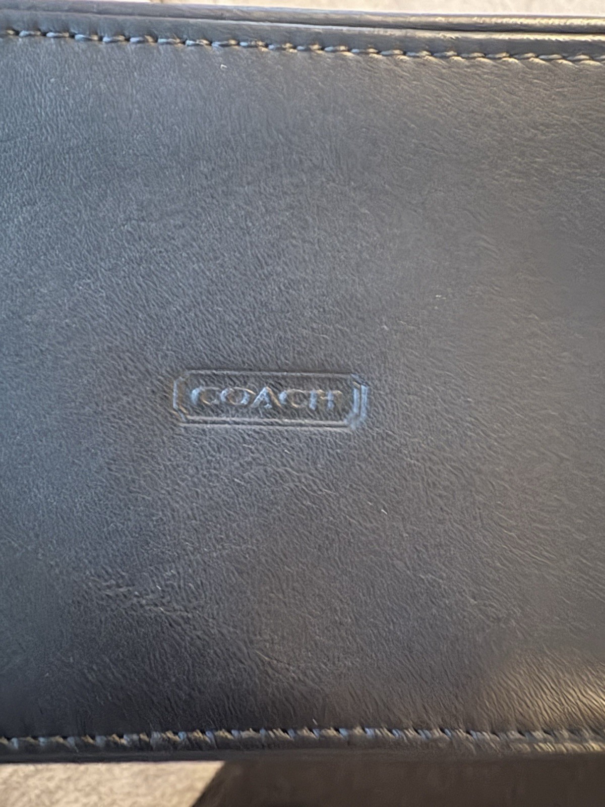 Vintage Coach Smooth Black Leather Travel Kit w/ Mirror And zip-around closure.