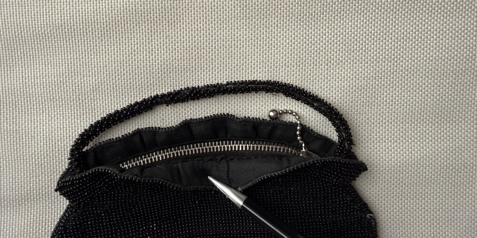 Czechoslovakia Black Glass Beaded Small Purse