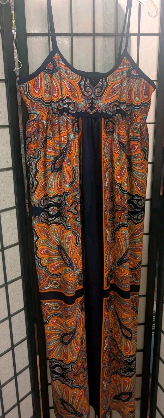 Vintage J Harlan 70s Maxi Dress Empire Waist Size M-L Psychedelic sundress boho