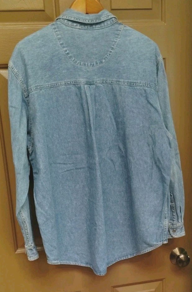 Vintage Y2k Bill Blass Denim Long Sleeved Shirt Pocket Sz L Cotton
