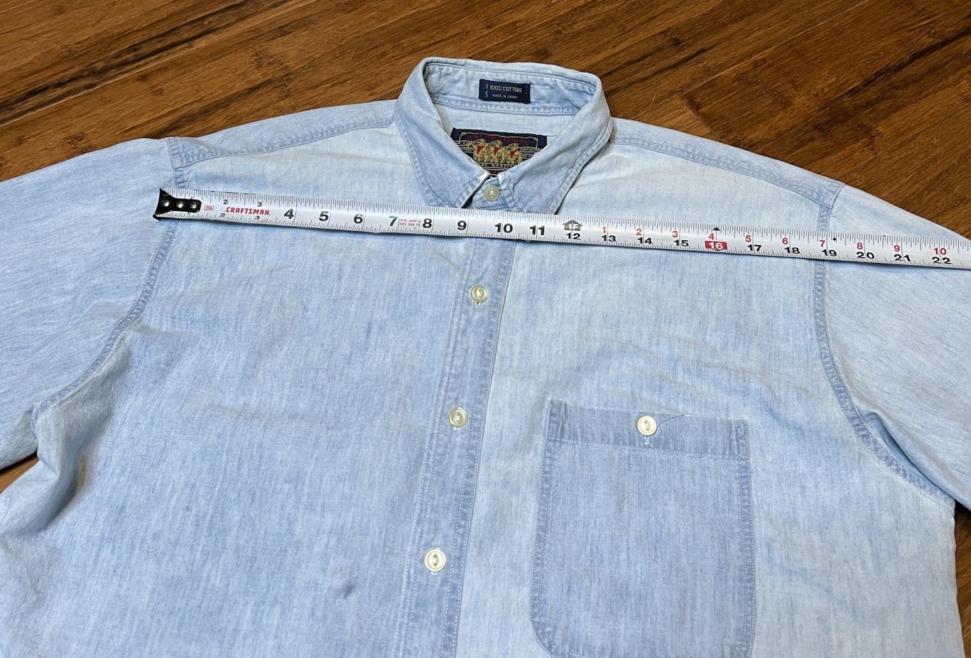 Vintage Men’s Ralph Lauren Chaps Faded Lightweight Denim Chambray Shirt 16 32-33