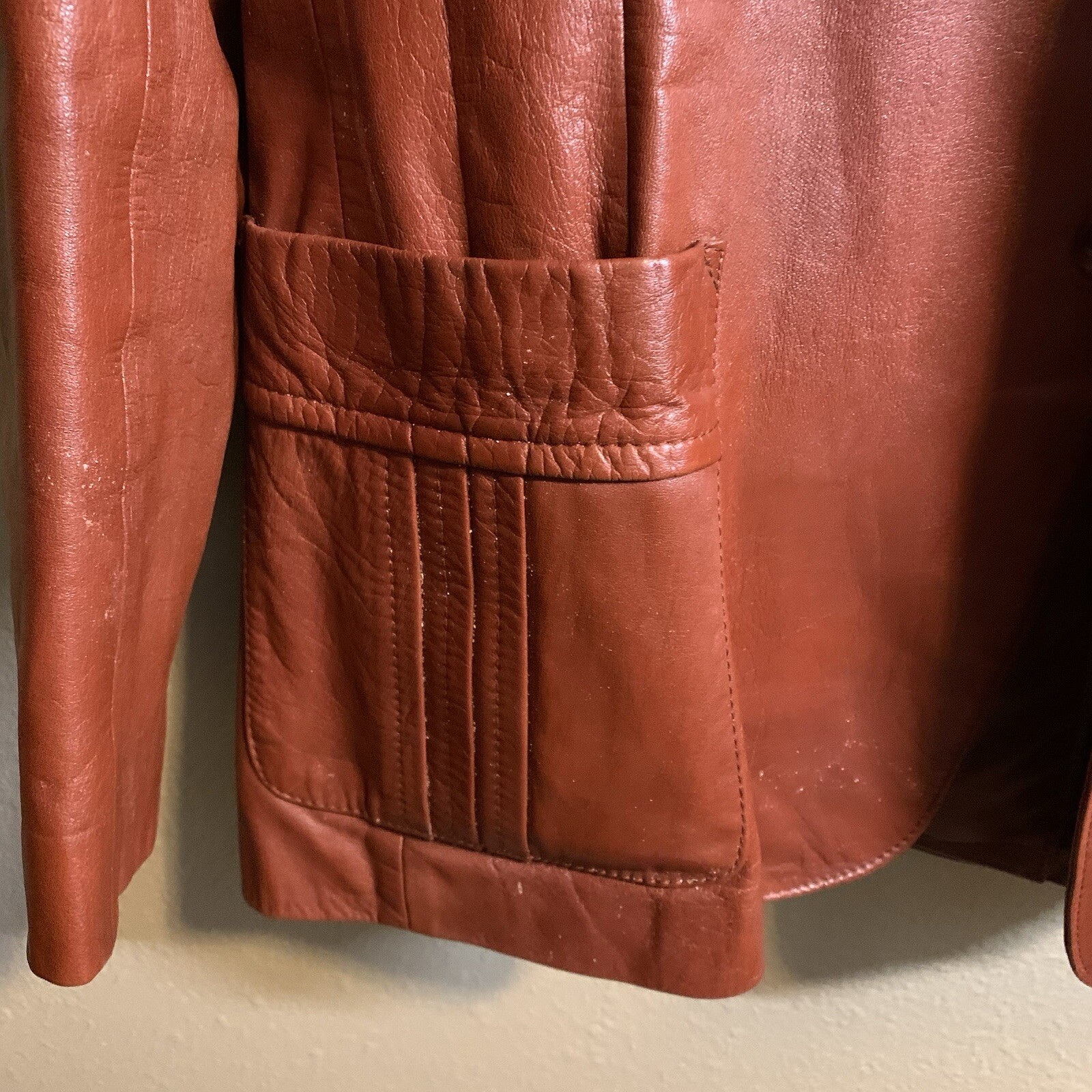 VTG Rue Royale By Nino Cerruti Mens Leather Jacket 44R Rust/Brown 70s Bob Dylan