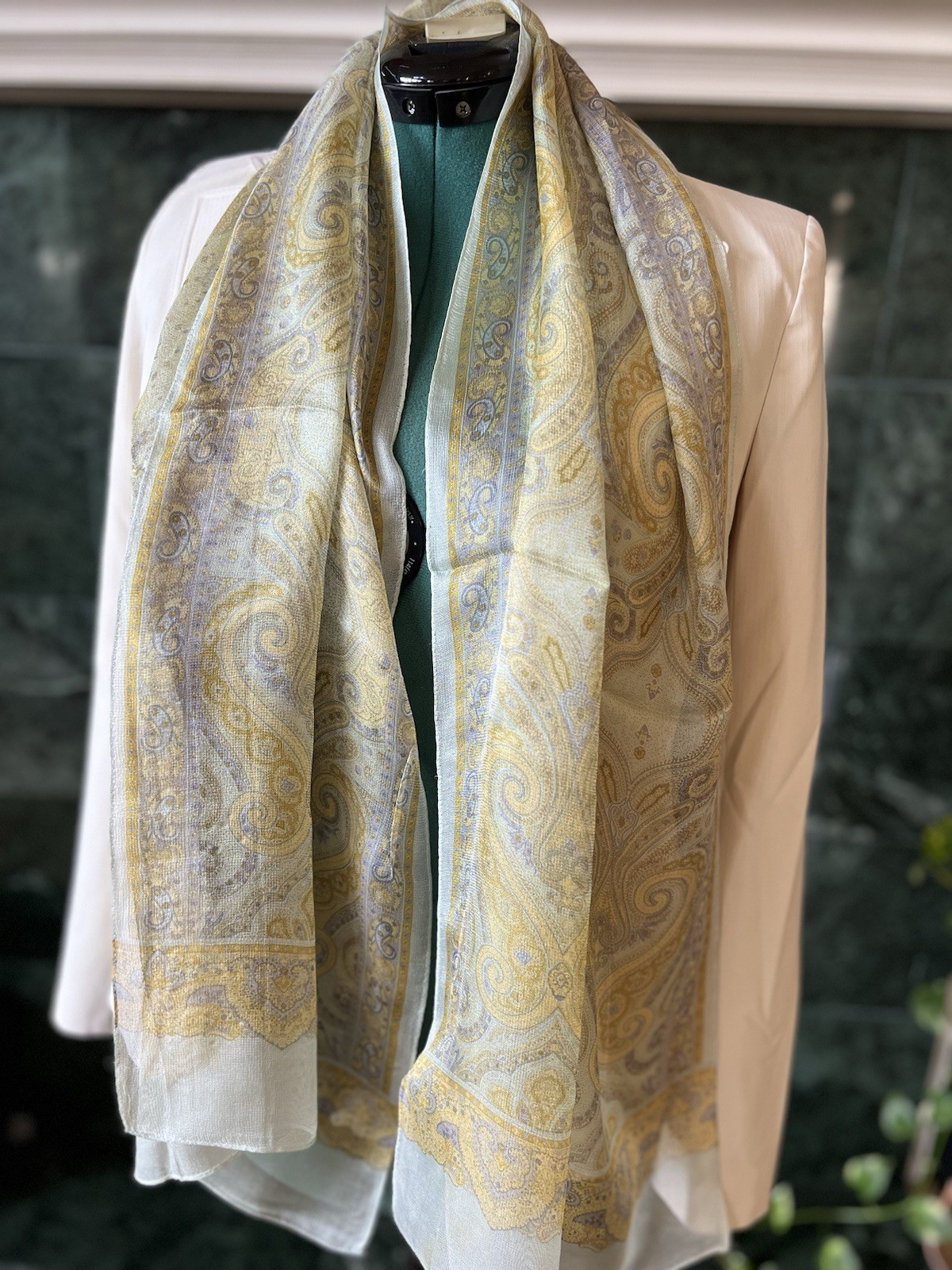 Balenciaga Silk Scarf/Long Shawl/Neck Wrap/ Paisley Patterns Retro Luxe VTG