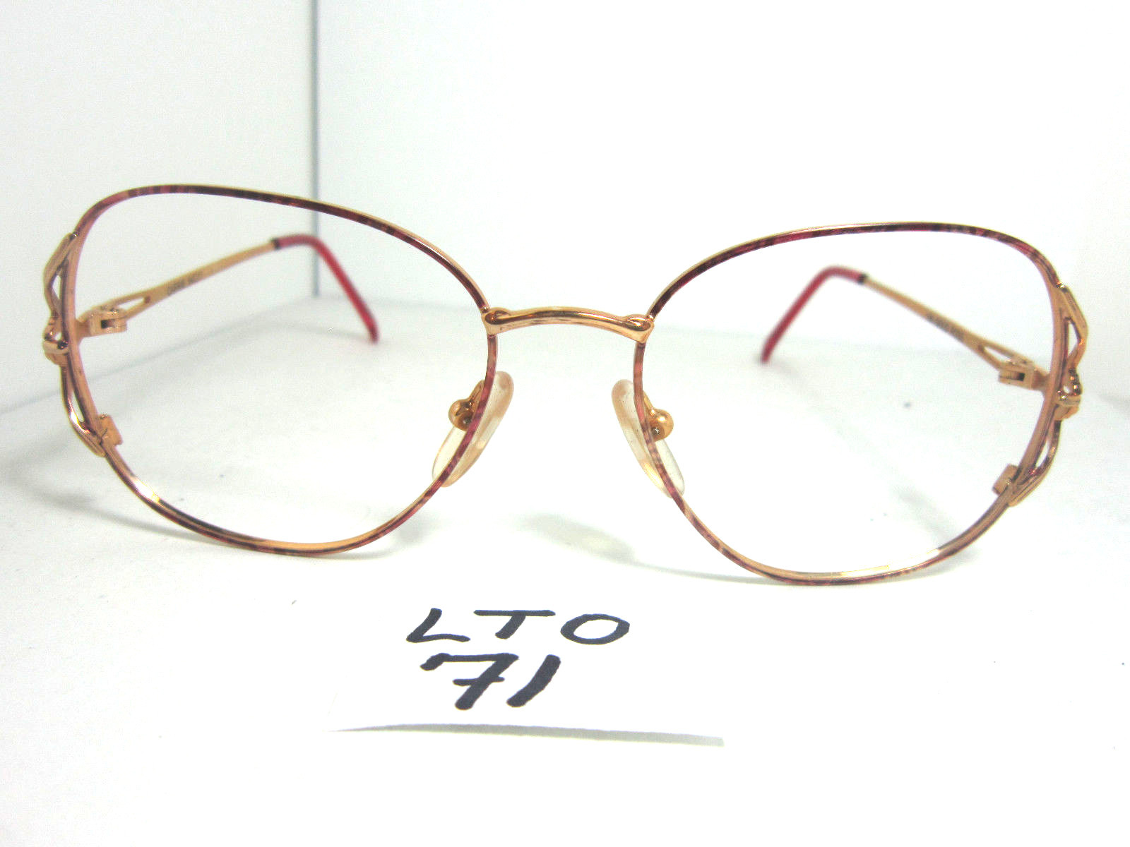 Vtg 80s Unmarked Sun Eyeglass Frame Gold Rose Womens (LTO-71)