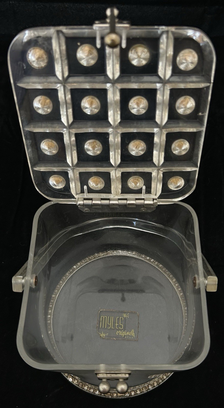 Vintage Myles Original Clear Lucite with Rhinestones Purse CA. 1950s-60s