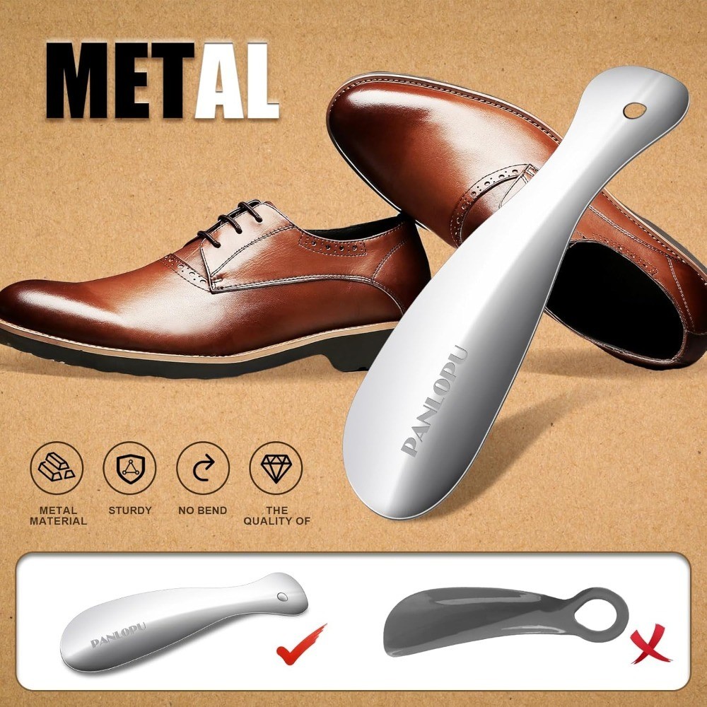 Portable Stainless Steel Shoe Horn 7.5 Inch Long Handle Fashion Travel Aid