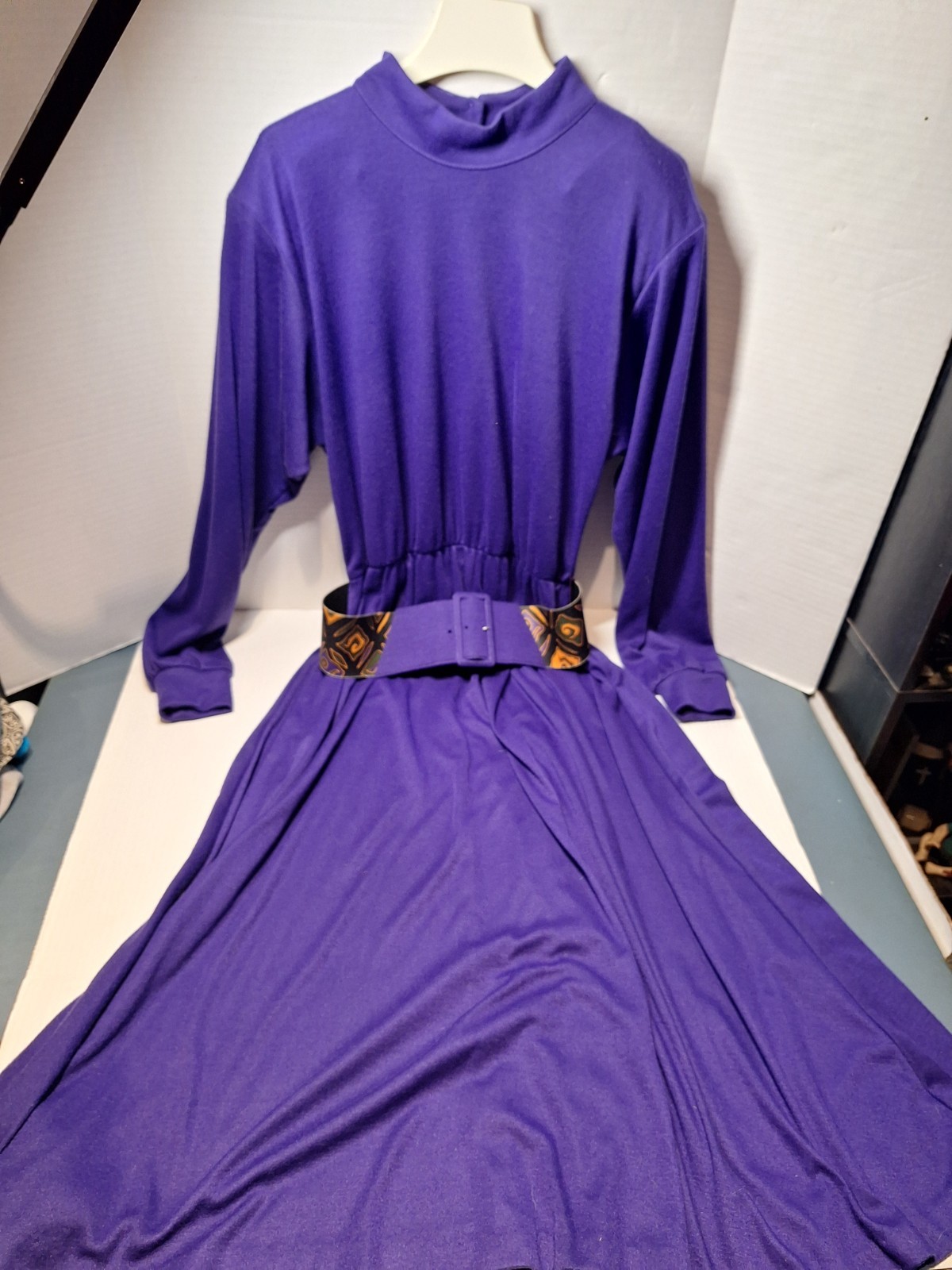 Vintage Sunshine Starshine Dress, Woman’s 12, Purple, Maxi, Polyester Blend