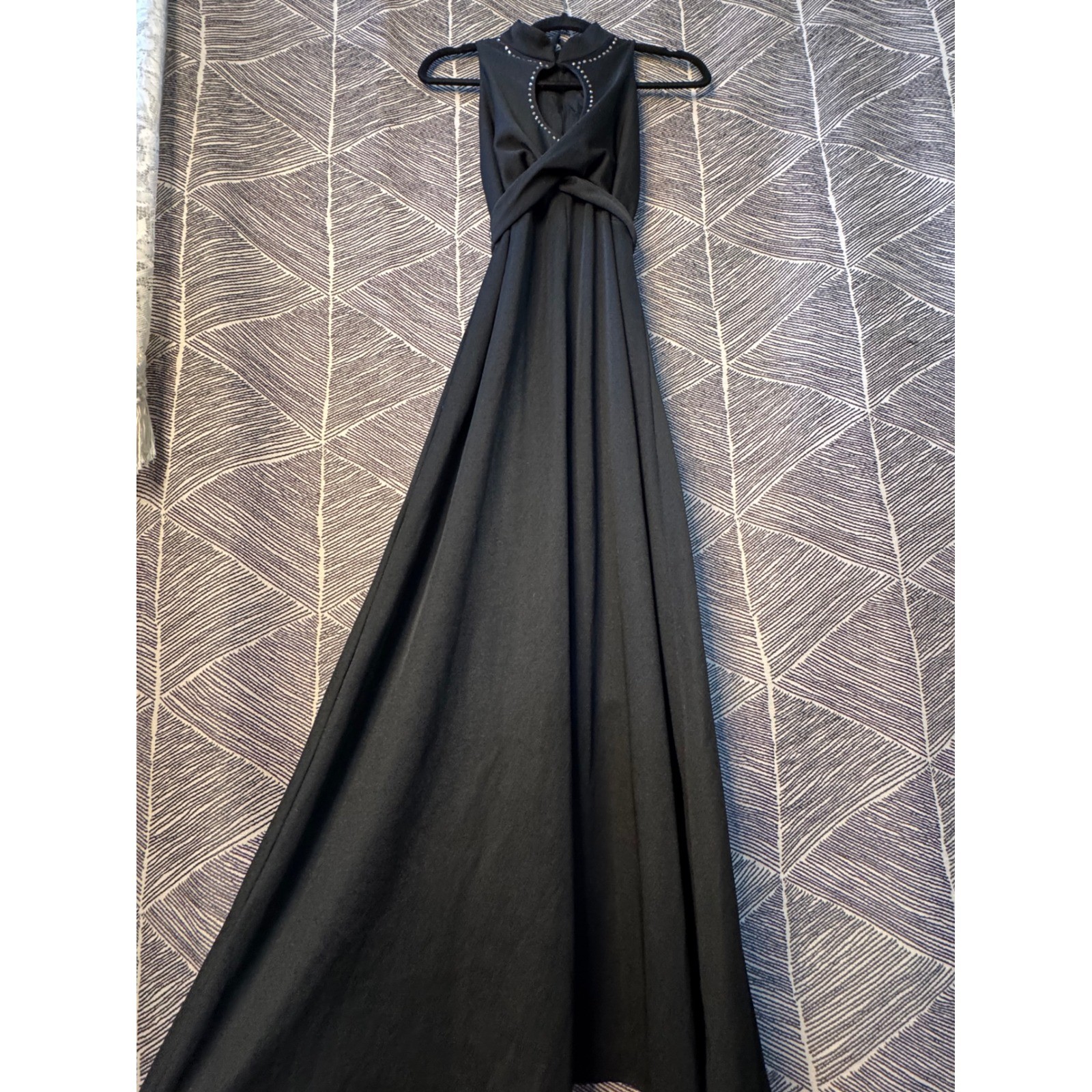 Vintage Montgomery Ward Black Maxi Disco Dress Sz S/M