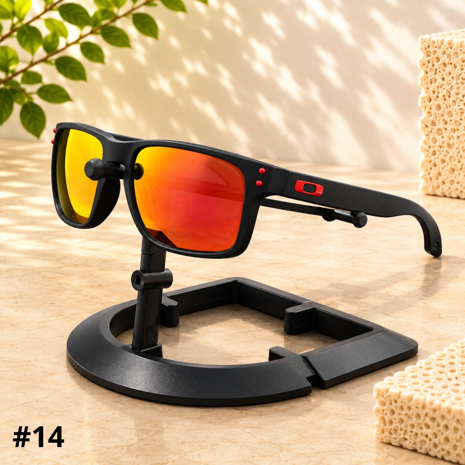New In Box Oakley Holbrook Black Frame Sunglasses Fire Polarized Lens UV400
