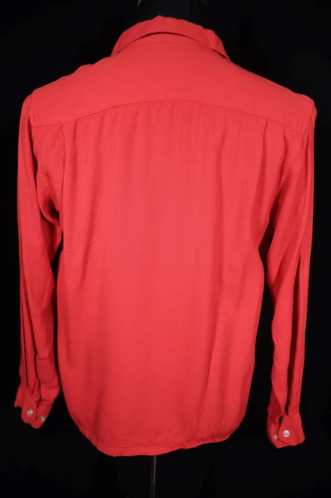 Rare Vintage Campus 1950’s Red Rayon Gabardine Shirt Size Medium VG Cond