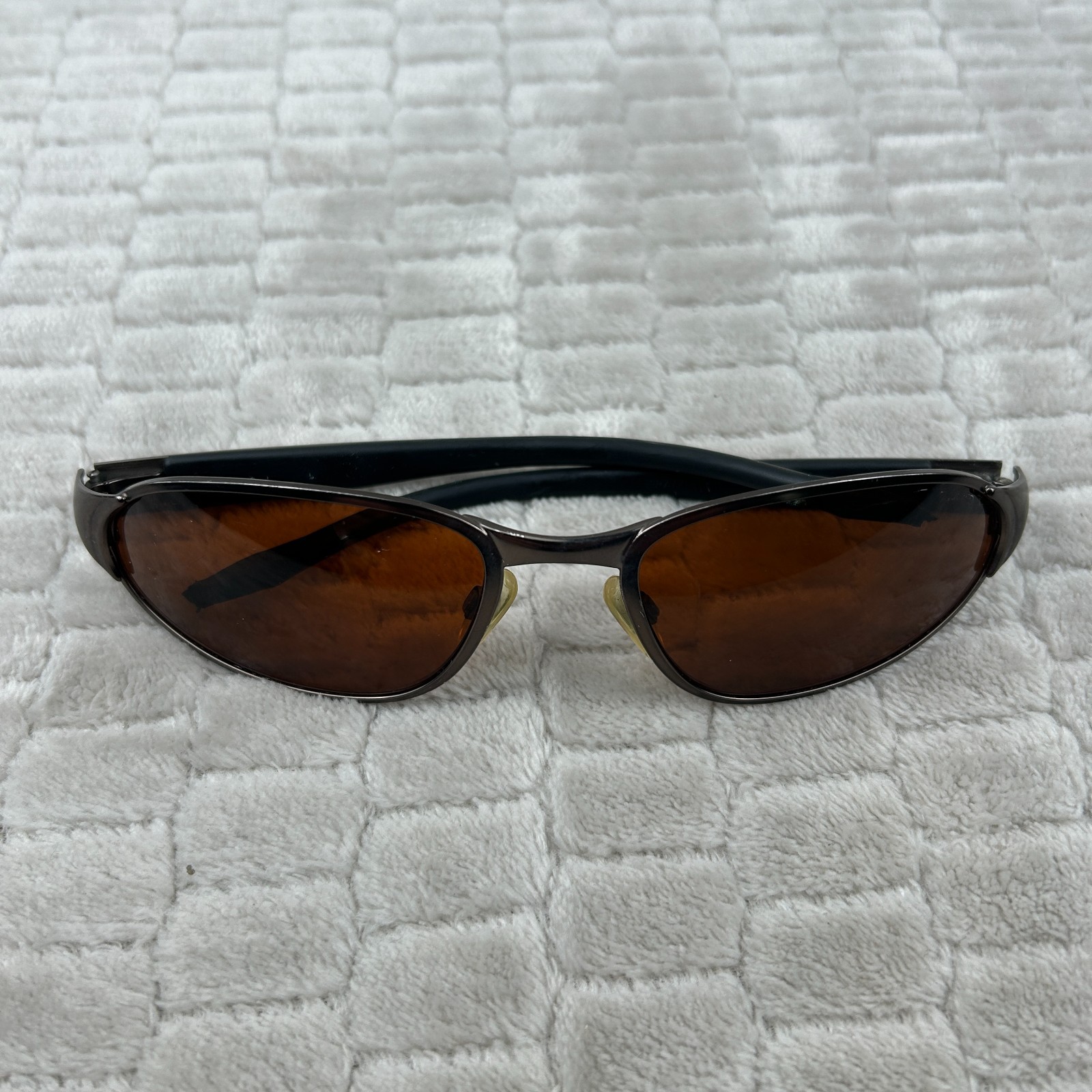 Vintage Bolle Vanadium Silver Oval Metal Sunglasses Polaraized Lenses
