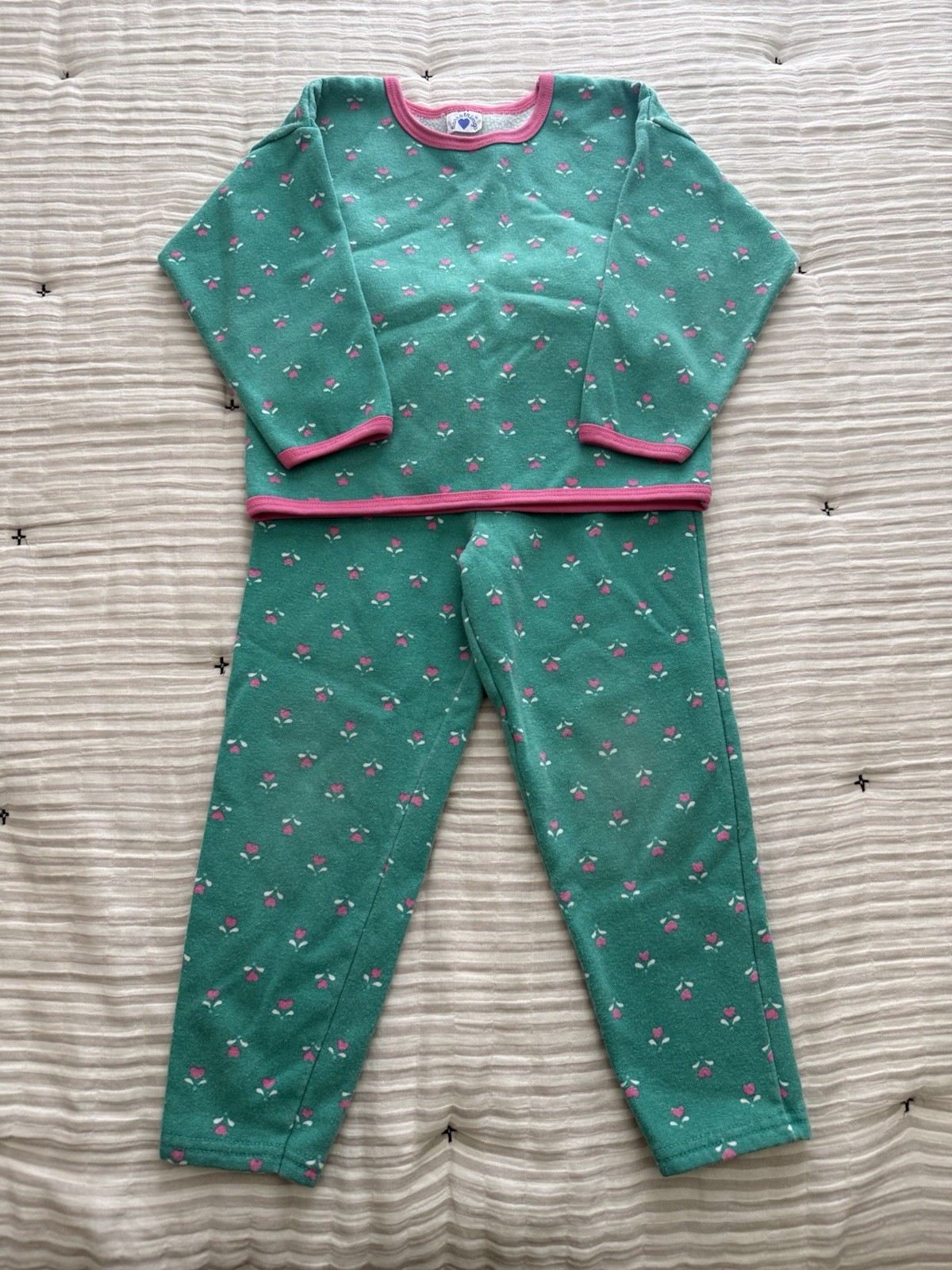 Vintage Hartstrings Girls Green/Pink Sweatshirt & Pants Set Size 5/6 USA