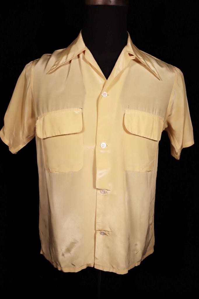 Vintage Late 1930’s Silky Yellow Rayon Shirt Size Small Fair Condition