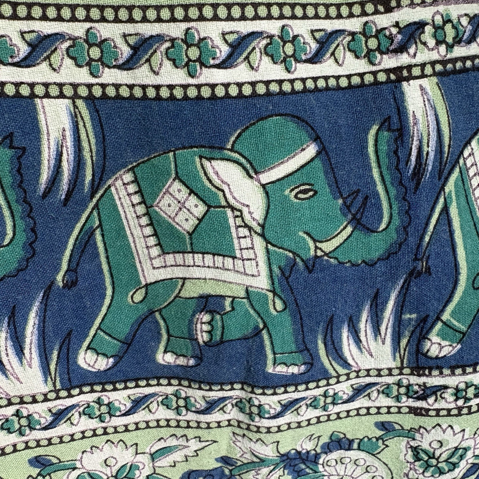 Vintage 1970’s Elephant, Donkey & Floral Cotton Block Print Sun Dress India S/M