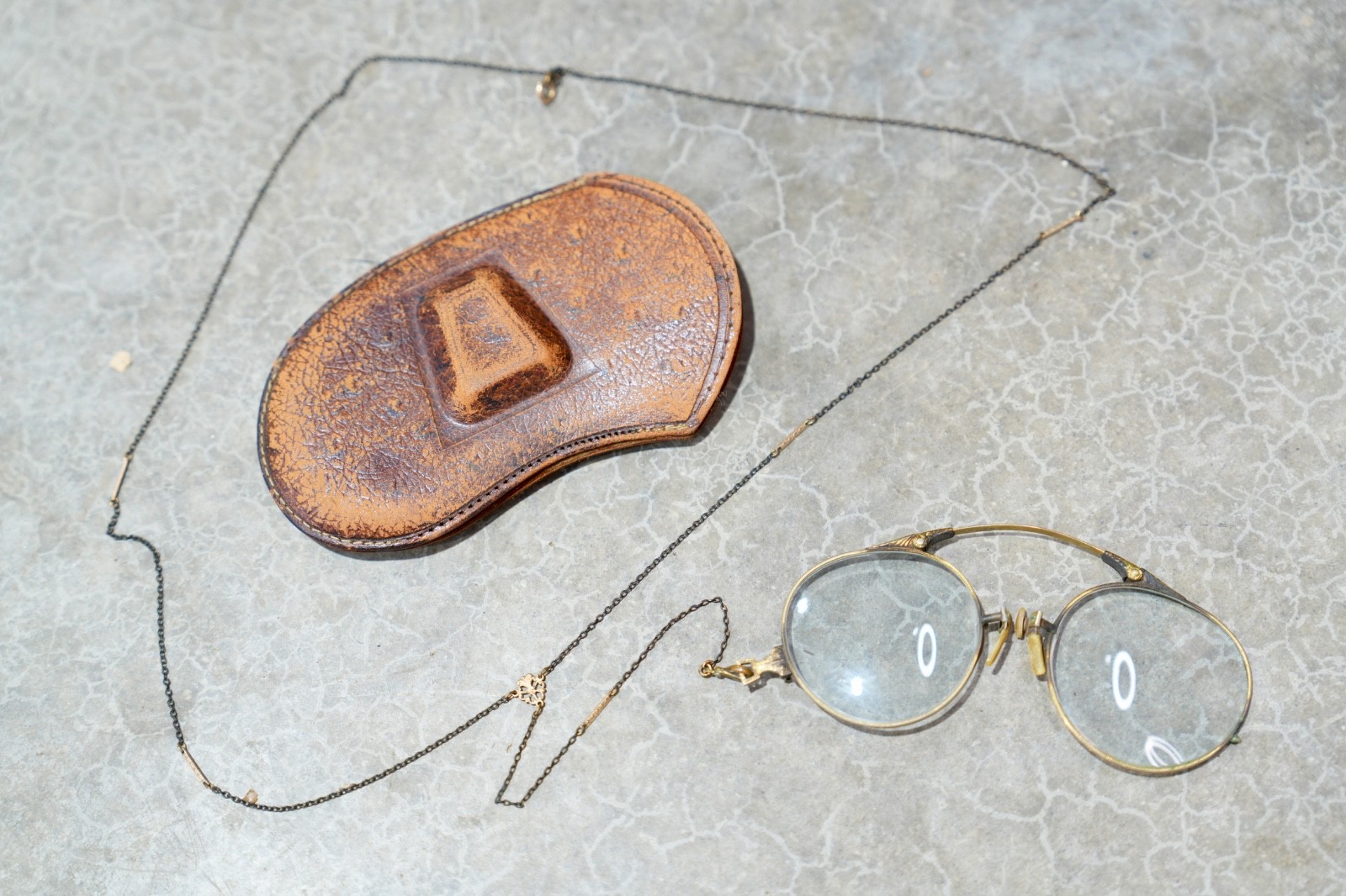 Antique Eyeglasses with Chain Necklace 1/10 12K Gold Filled Pince Nez Vintage