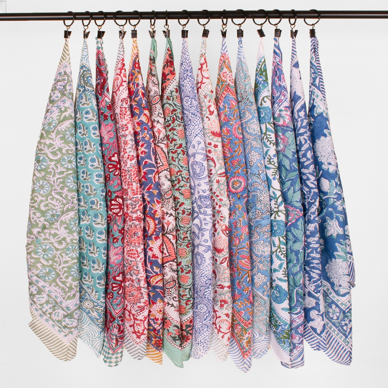 Set Of 15 Handmade Cotton Block Printed Hair Wrap Bandana 21×21 ” Artisan Craft