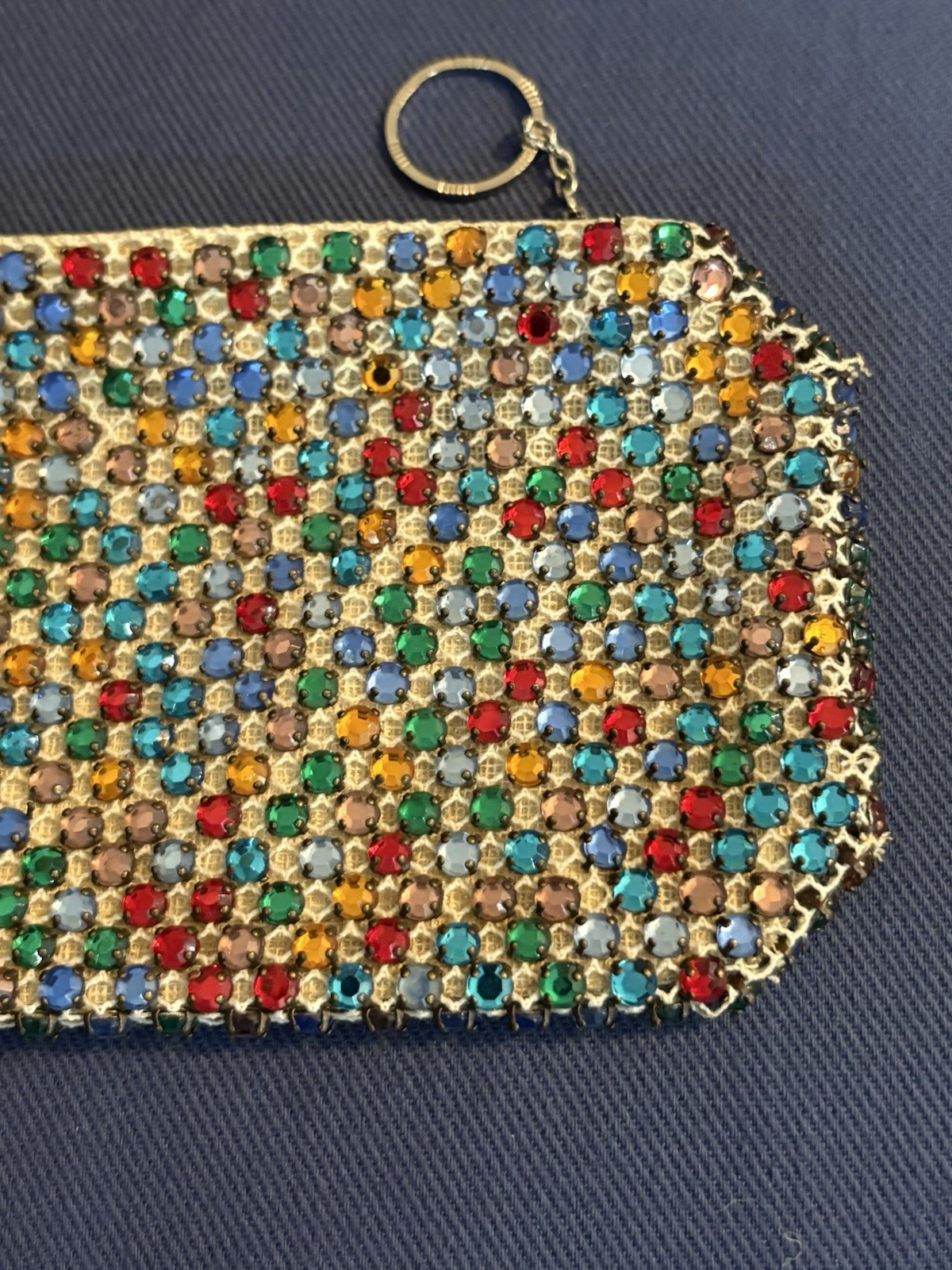Antique Vintage Made In Czechoslovakia Rhinestone Encrusted Zip Clutch Czech