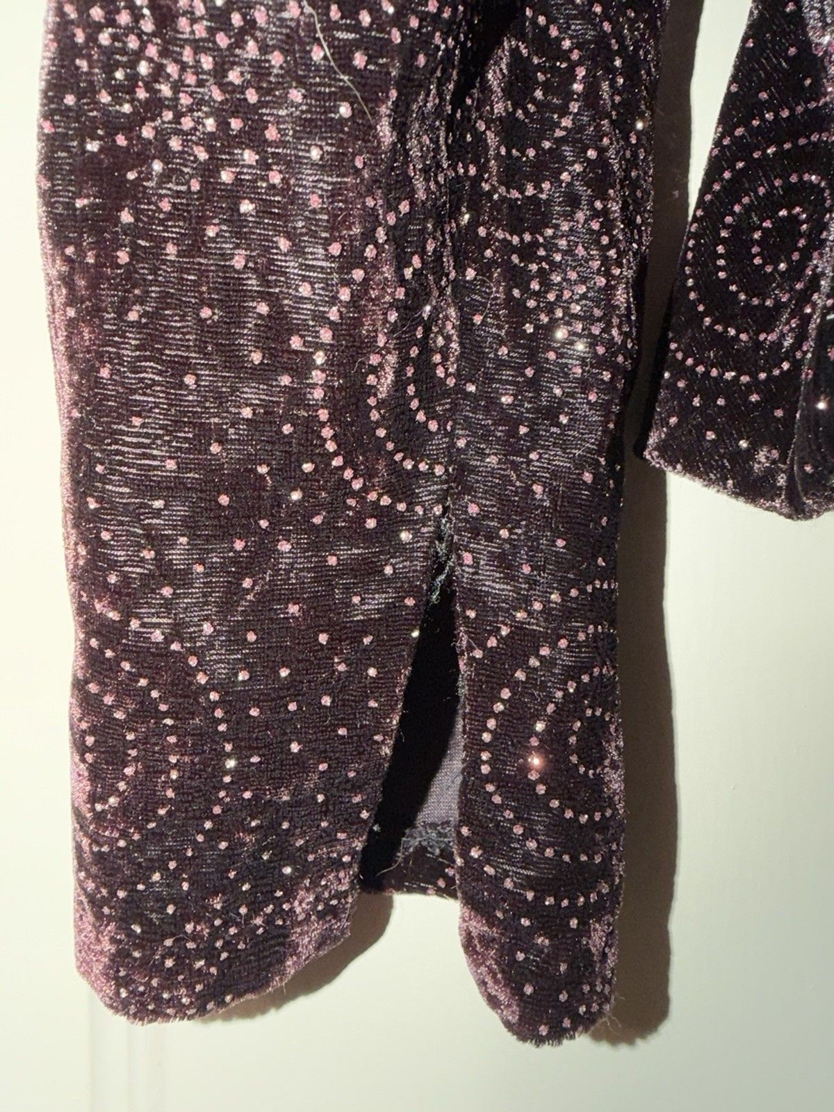 Gunne Sax Jessica McClintock dark red velvet metallic floral glitter jacket