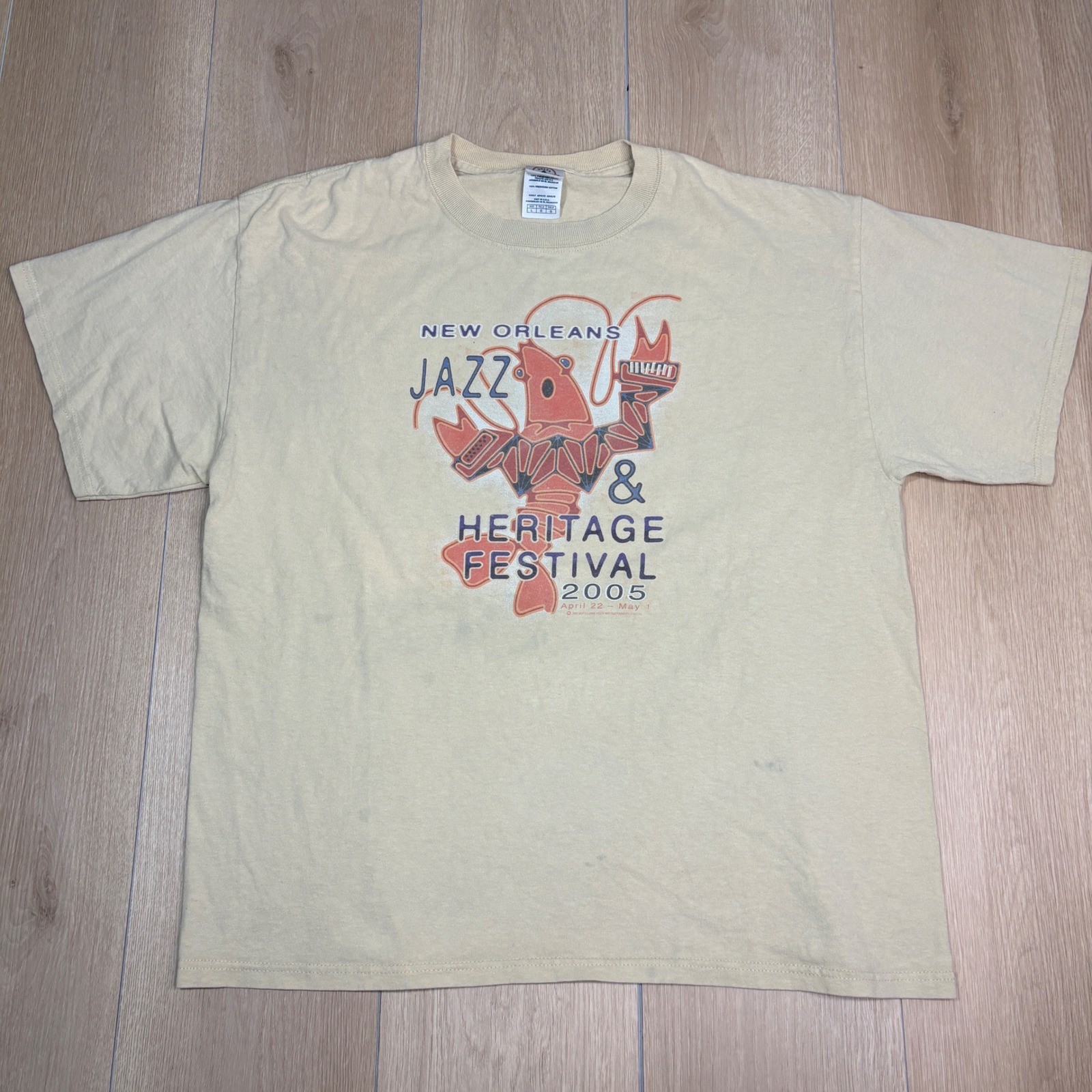 Vintage 2005 New Orleans Jazz & Heritage Festival T-Shirt Delta Tan Mens L
