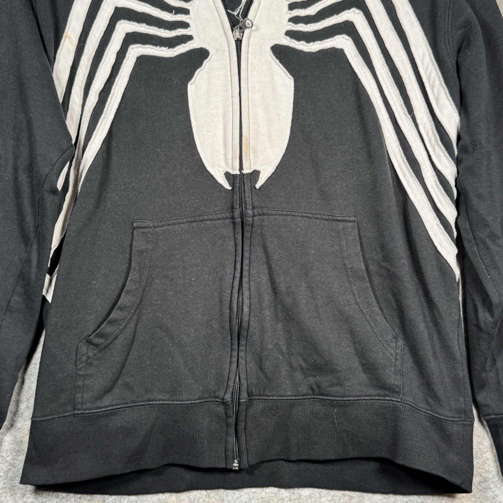 Vintage Y2K Marvel Venom Mad Engine Black Full Zip Jacket Mens Size M 22×27