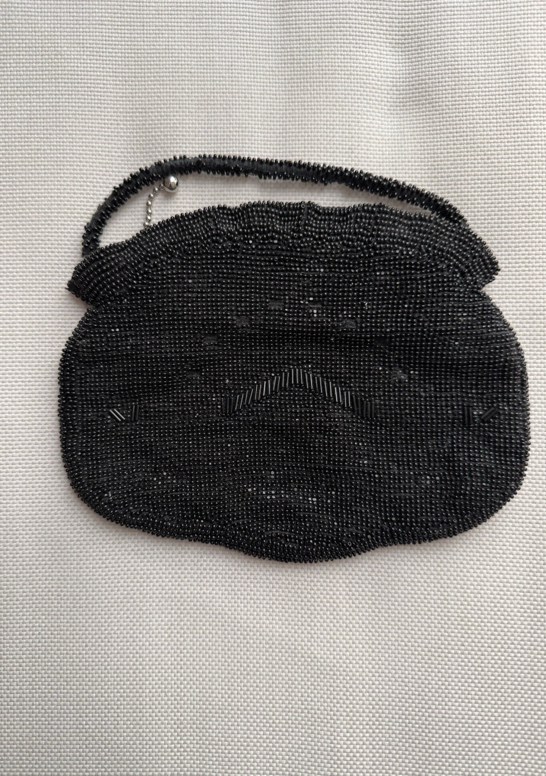 Czechoslovakia Black Glass Beaded Small Purse