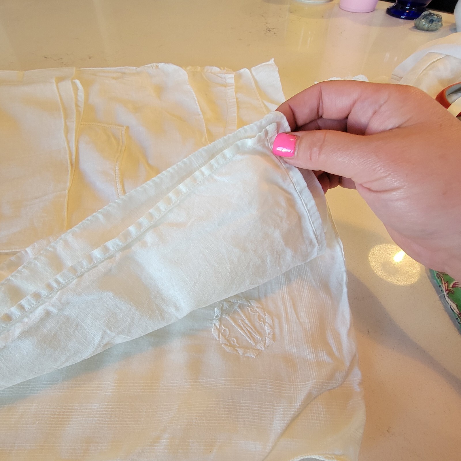 Vintage lot of 11 white off/white Ladies Hankies Handkerchiefs VARIOUS *READ
