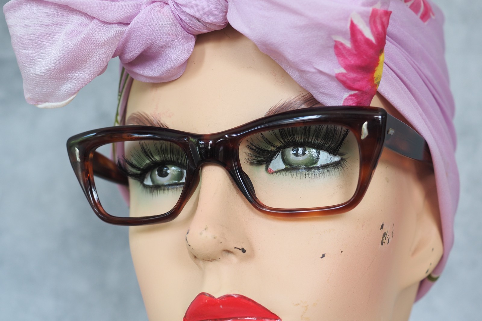 Vintage 1960s Cateye Eyeglasses France Brown Rockabilly Pin Up Retro Preppy