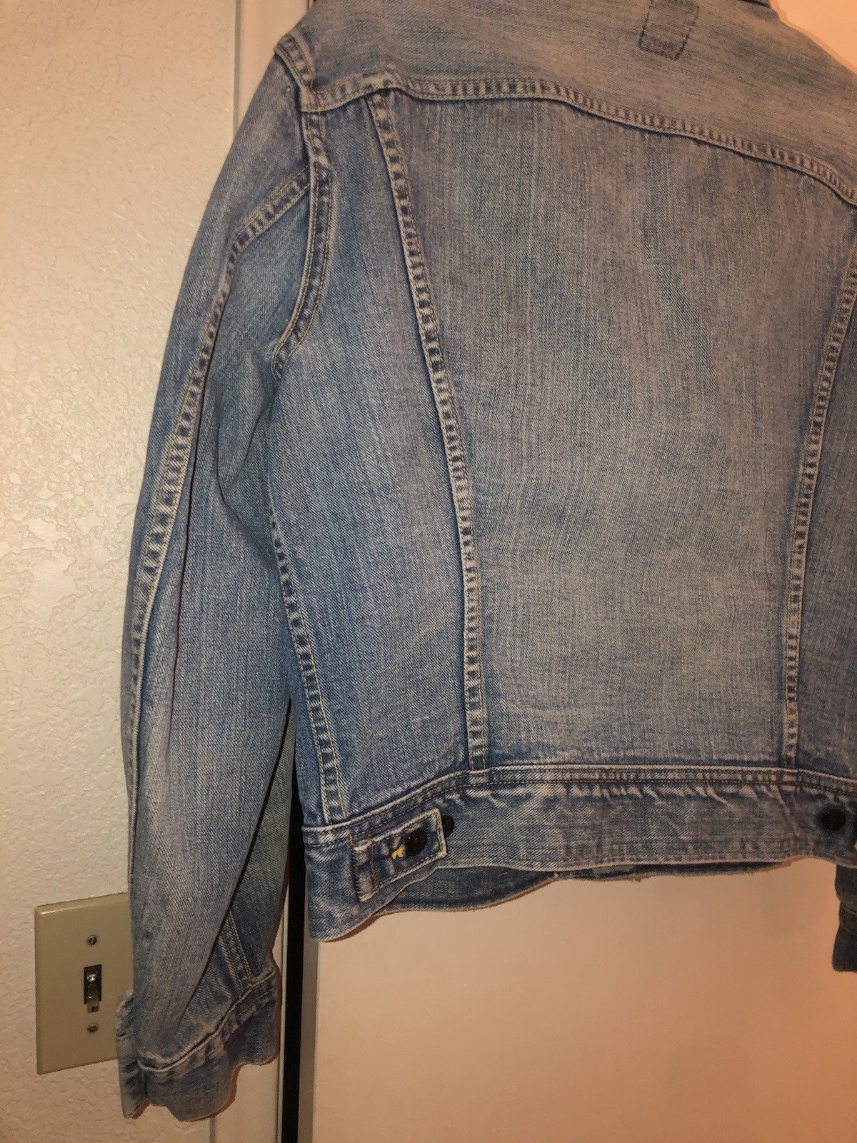 Vintage 60s 70s Lee 101-J Sanforized Denim Jean Jacket Union Made USA Mens 21×22