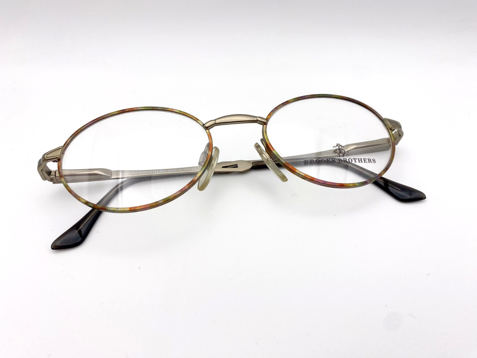 Vintage 90s Brooks Brothers Oval Eyeglasses | Muted Tortoise Amber Olive Frames