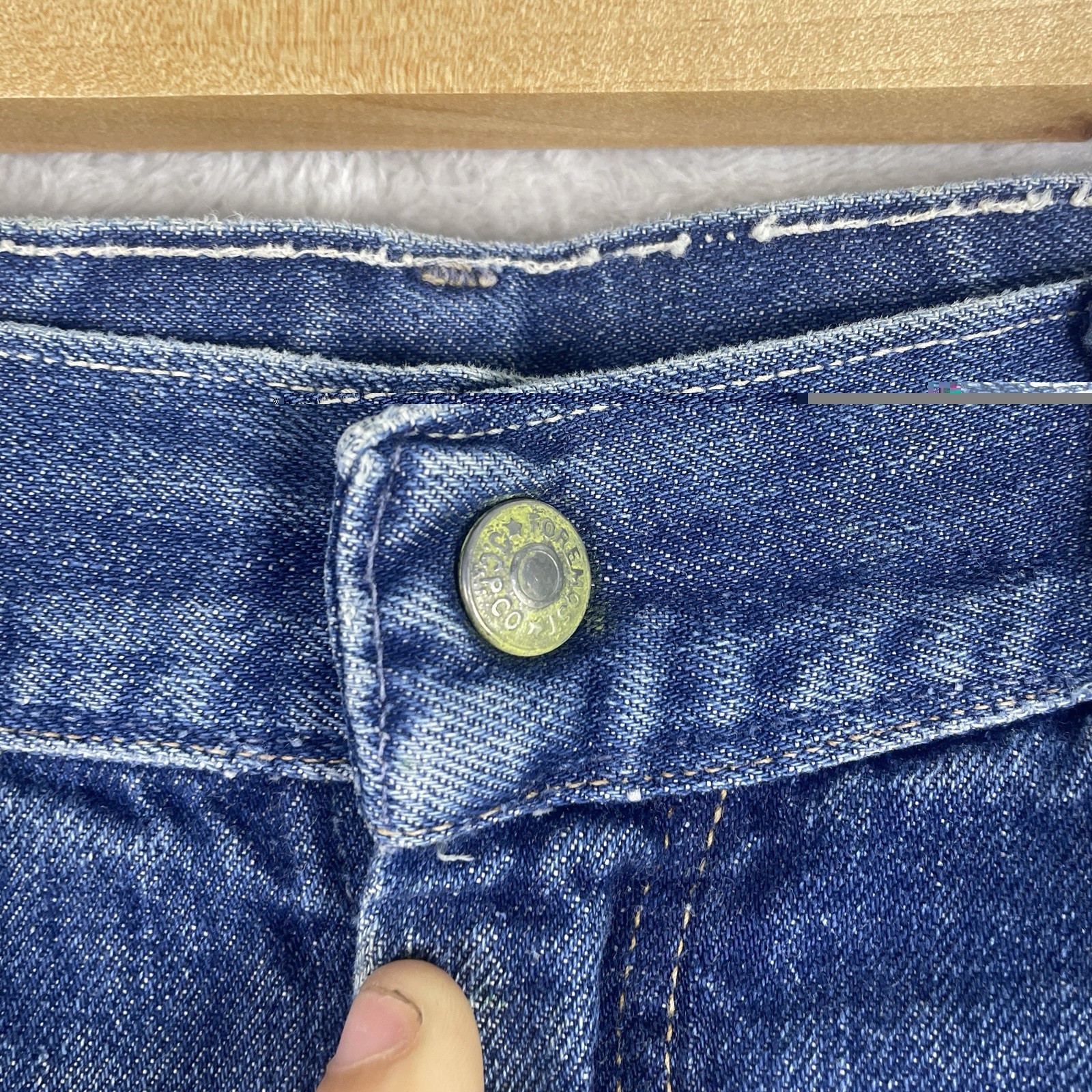 Vintage 50s Penneys Foremost Selvedge Denim Jeans Mens 32×28 Repaired 1950s Hole