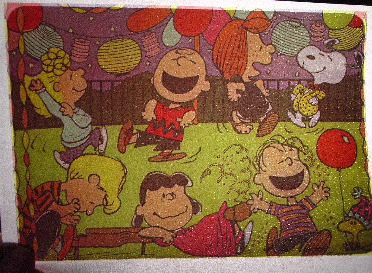BACKYARD PARTY VINTAGE 1970’s SCHULZ PEANUTS CARTOON IRON ON TRANSFER NICE, B-27