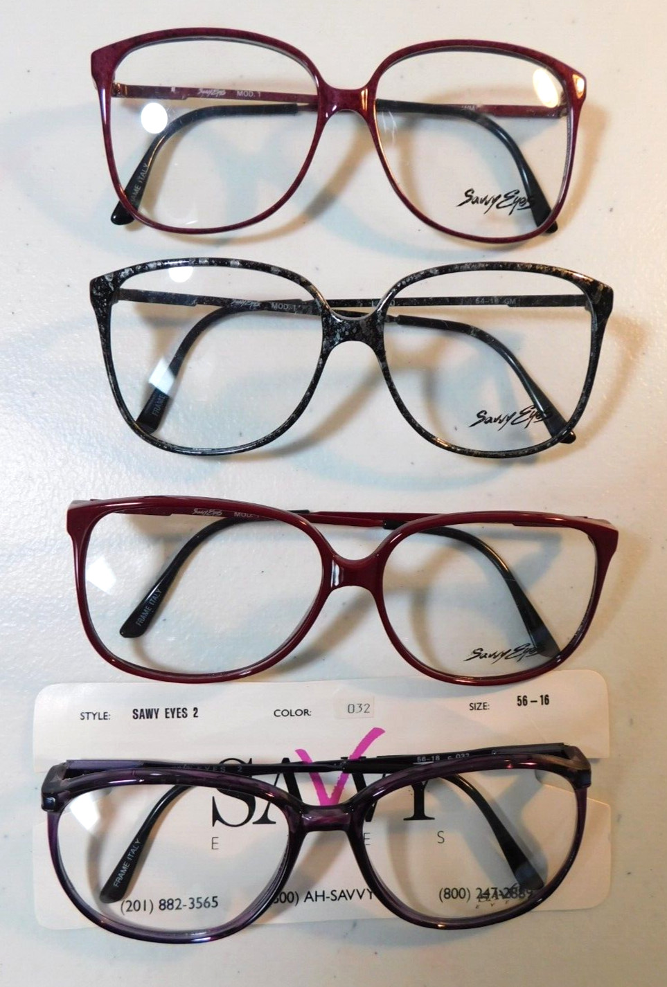 Vintage 4 Pc. Lot Assorted Grab Bag SAVVY EYES Eyeglass Frame Lot NOS #255b