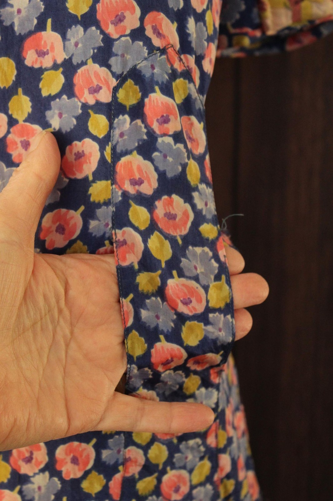 Vintage Antique 1920s Dress, Silk Blue and Pink Floral Print Day Dress, Ribbon T