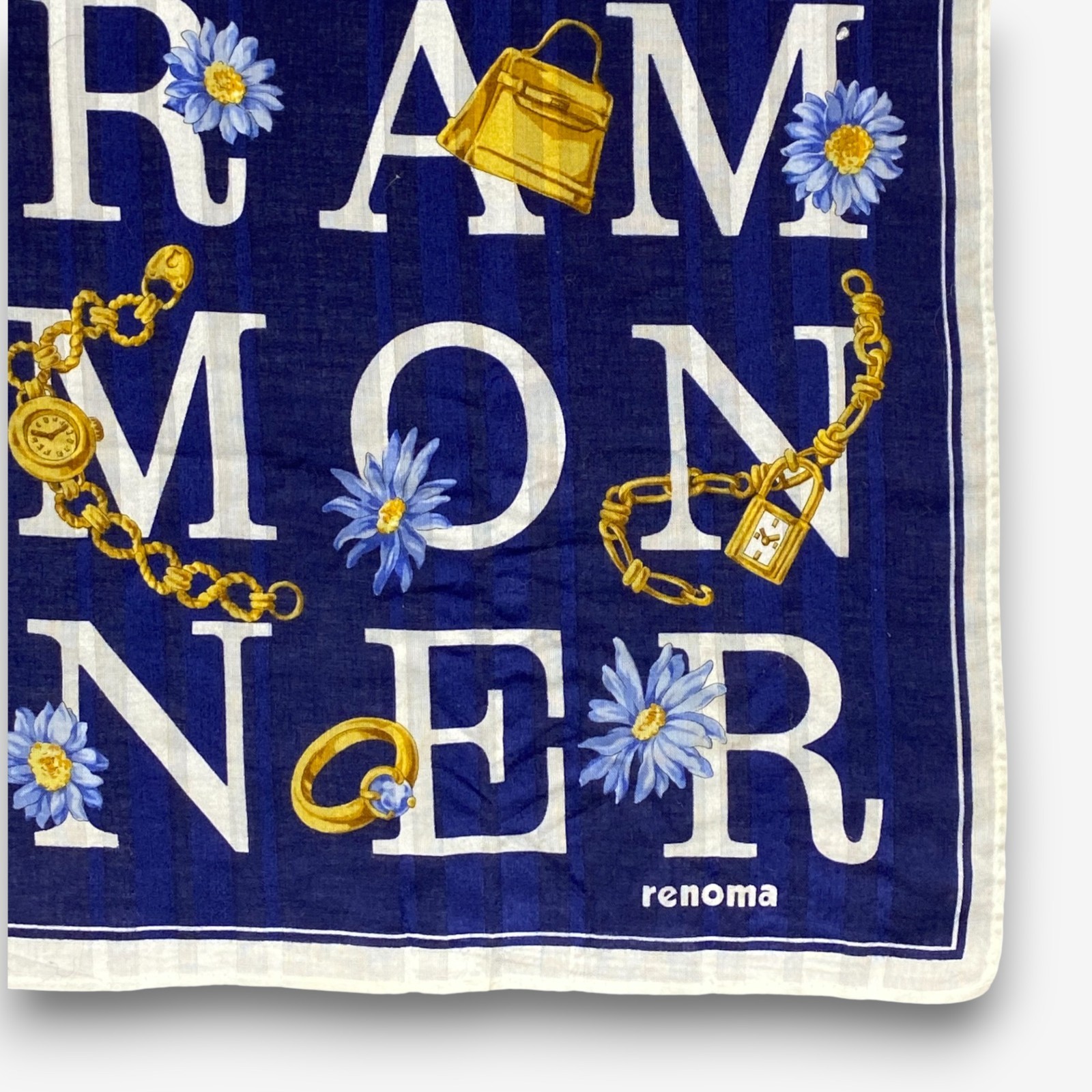 Vintage Renoma Handkerchief Scarf Floral & Jewelry Neckerchief Square 17×17