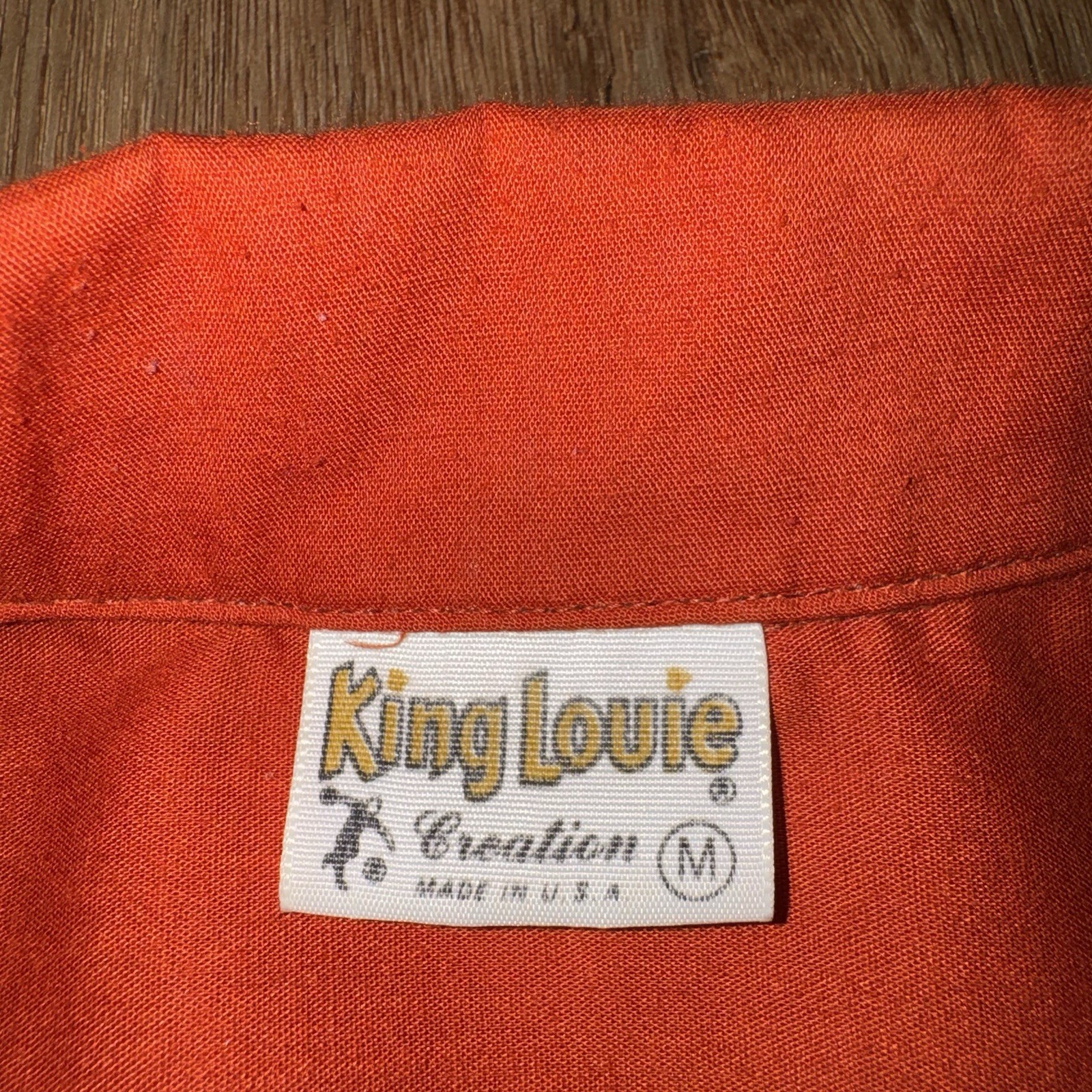 Vtg 60s 70s King Louie Bowling Shirt Mens Medium Rockabilly MCM Mod Chain Stitch
