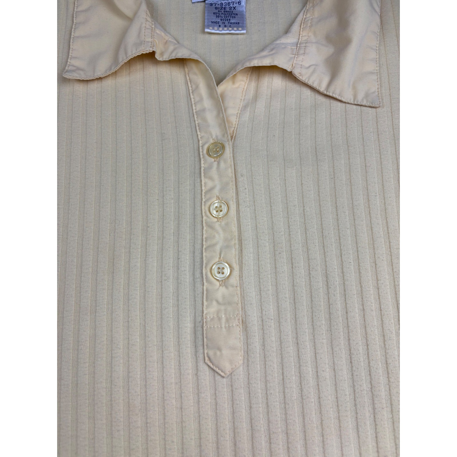 Vintage All American Comfort Polo Shirt Womens 2X Yellow Ribbed Short Sleeve