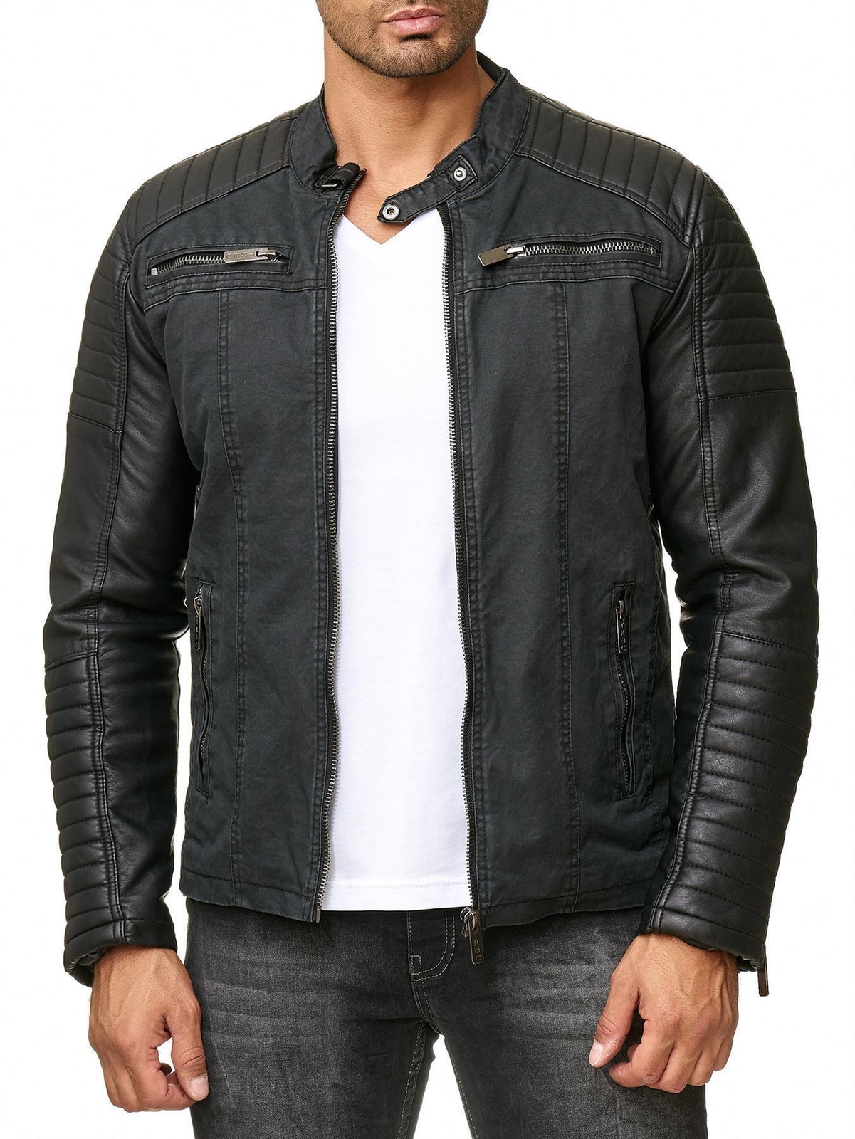 Redbridge men’s between-seasons jacket biker jacket faux leather cotton TRBC M6070