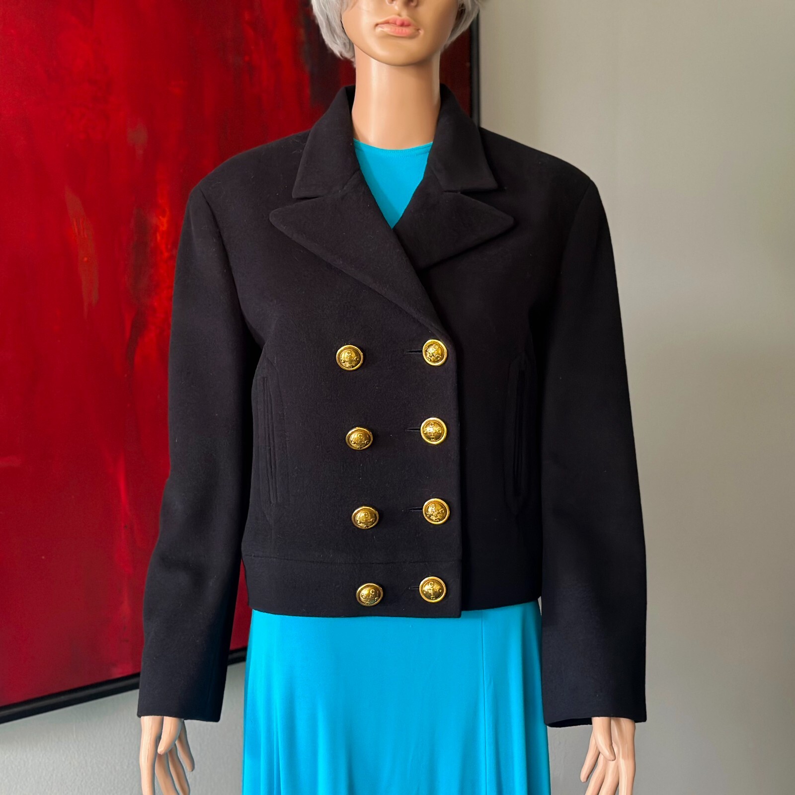 MOSCHINO CHEAP and CHIC blue navy wool & mohair jacket size 42 from F/W 1992/93