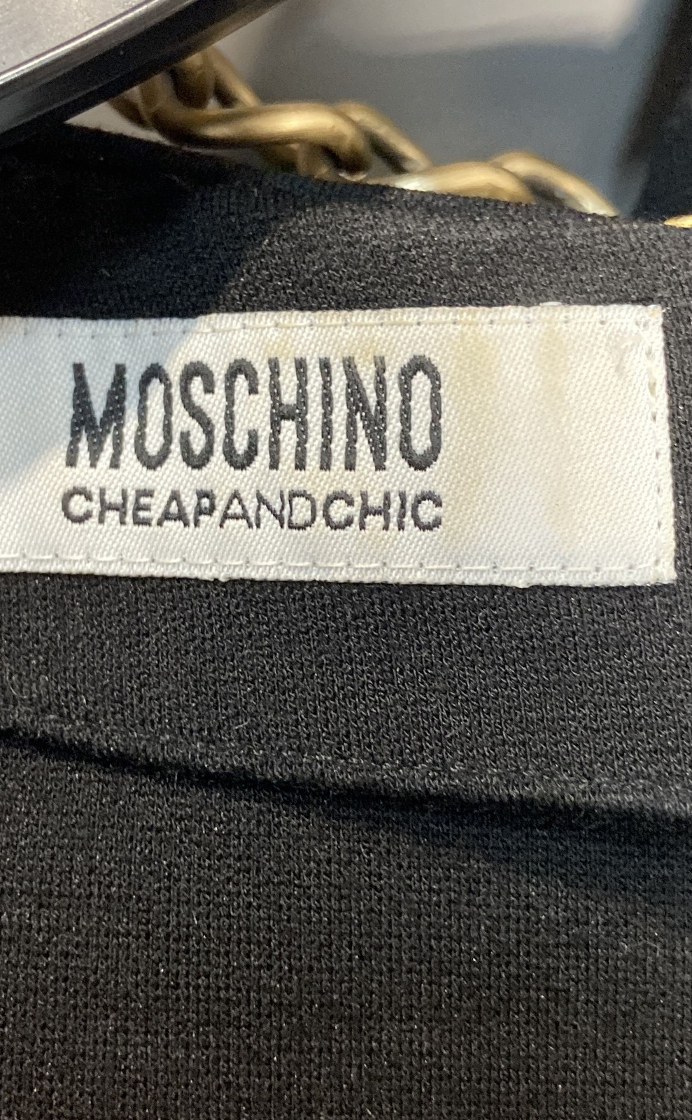 Vintage Y2K Moschino Cheap and Chic Women’s Black Pearl Gold Chain Dress M