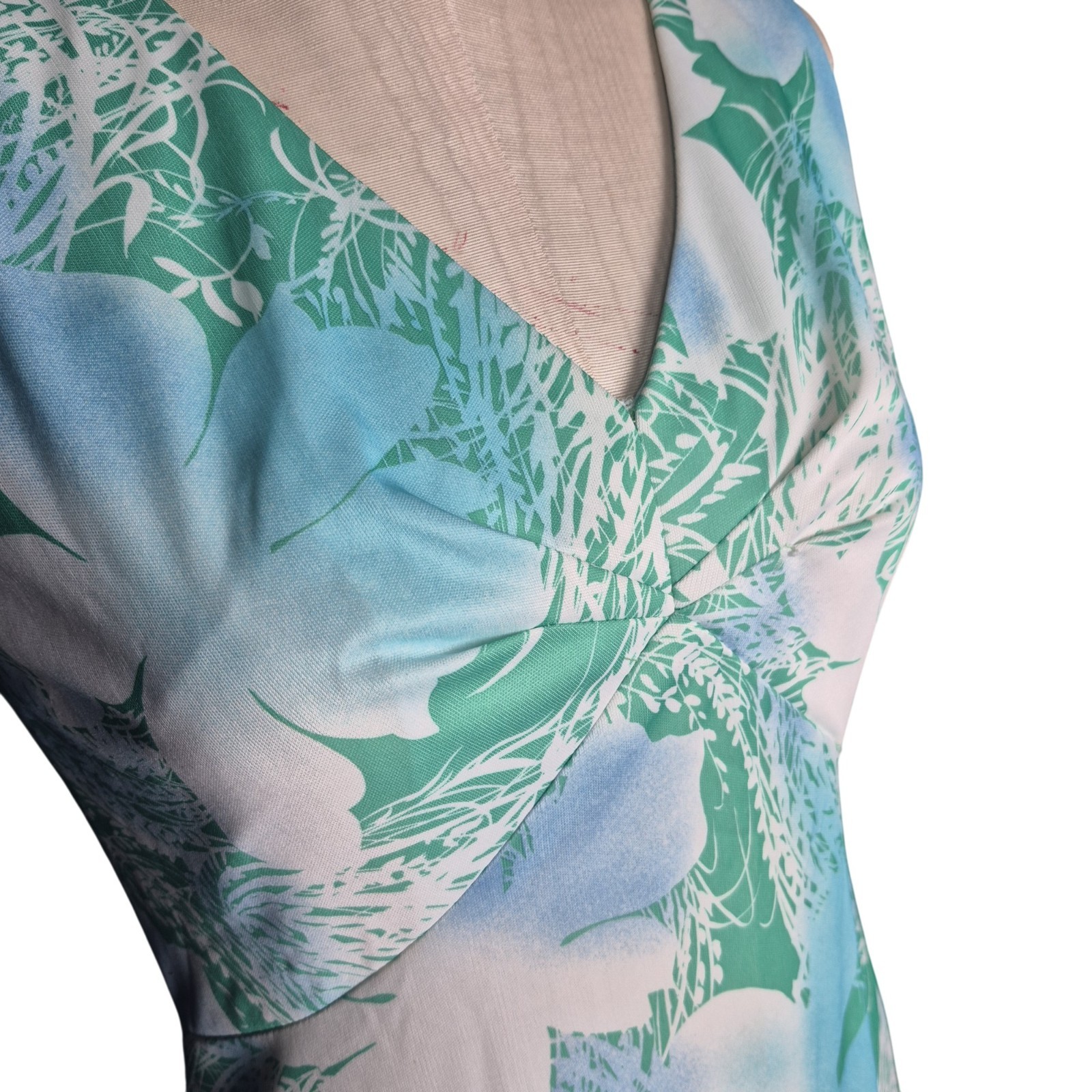 Vintage 70s Hal Ferman Floral Print Sleeveless V Neck A Line Maxi Dress Sz S/M