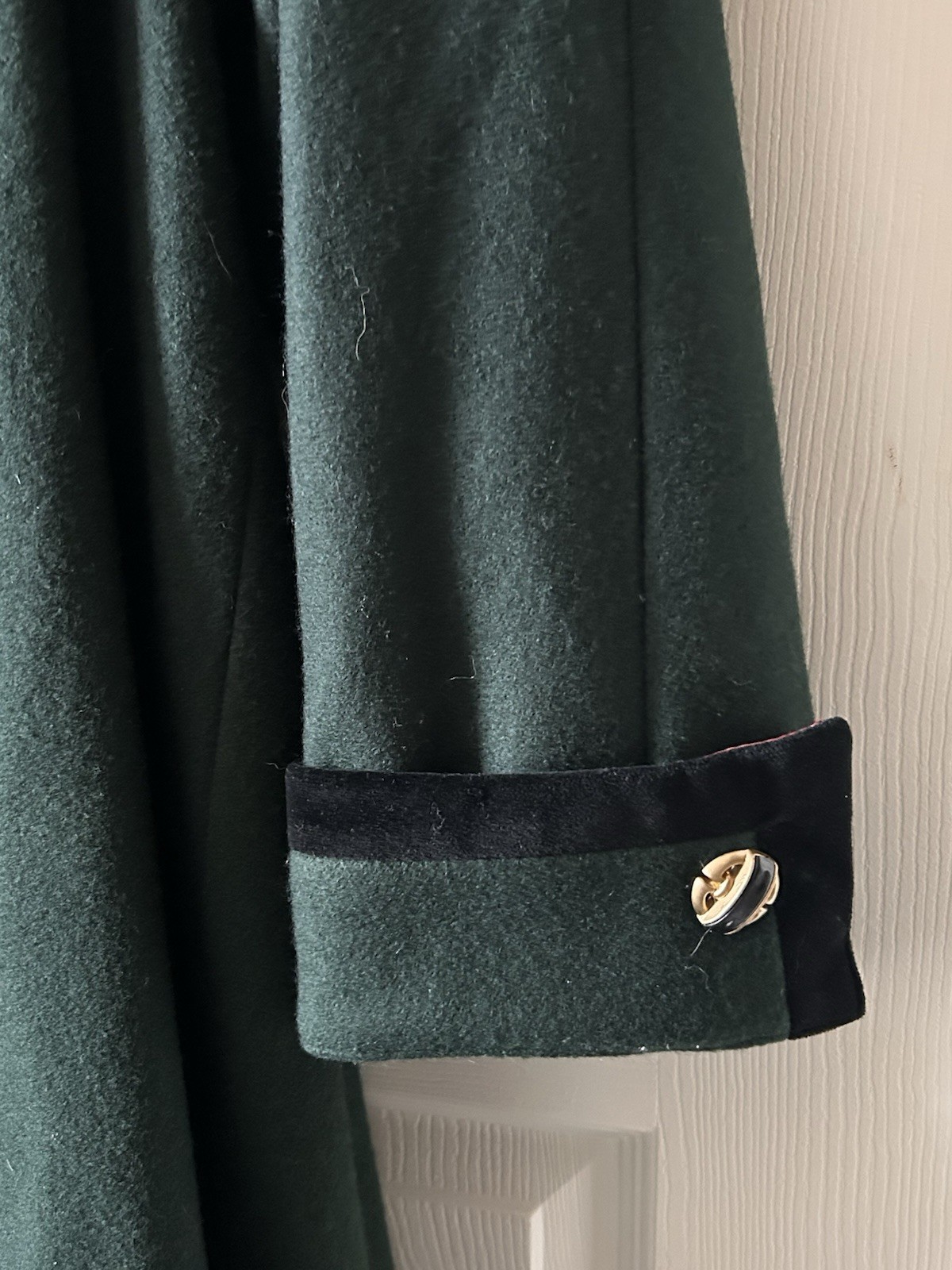 Stephanie Matthews Vintage Emerald Green Cape Coat 100% Wool Made in USA Sz XXL