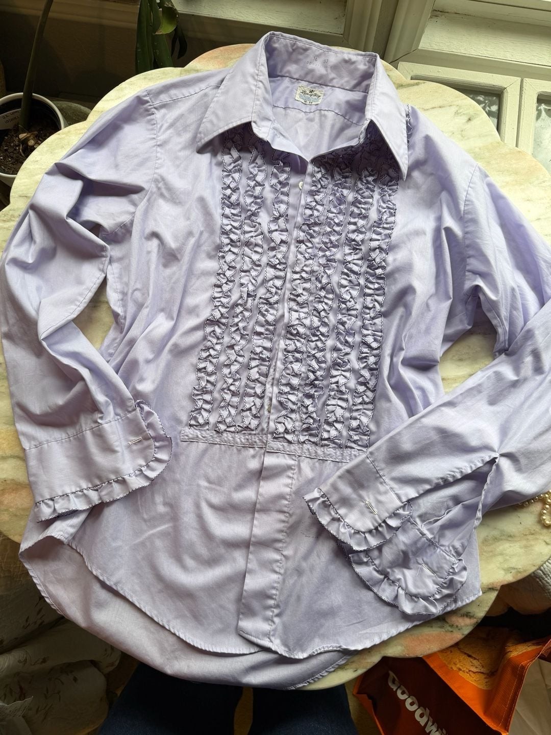 Vintage Lion of Troy Ruffled Tuxedo Dress Shirt Light Purple