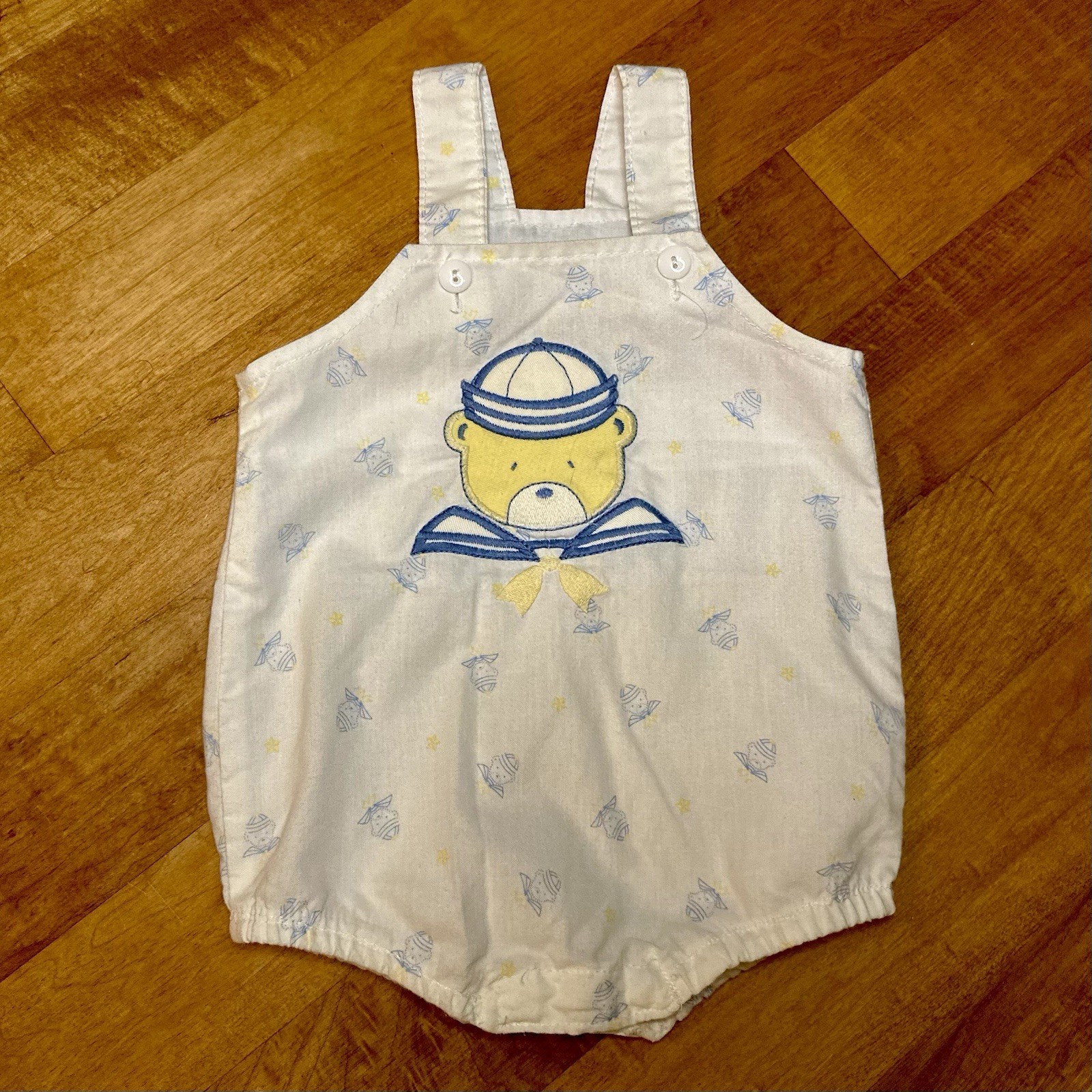 Patsy Aiken Vintage Blue And White Sailboat Romper Size 2T