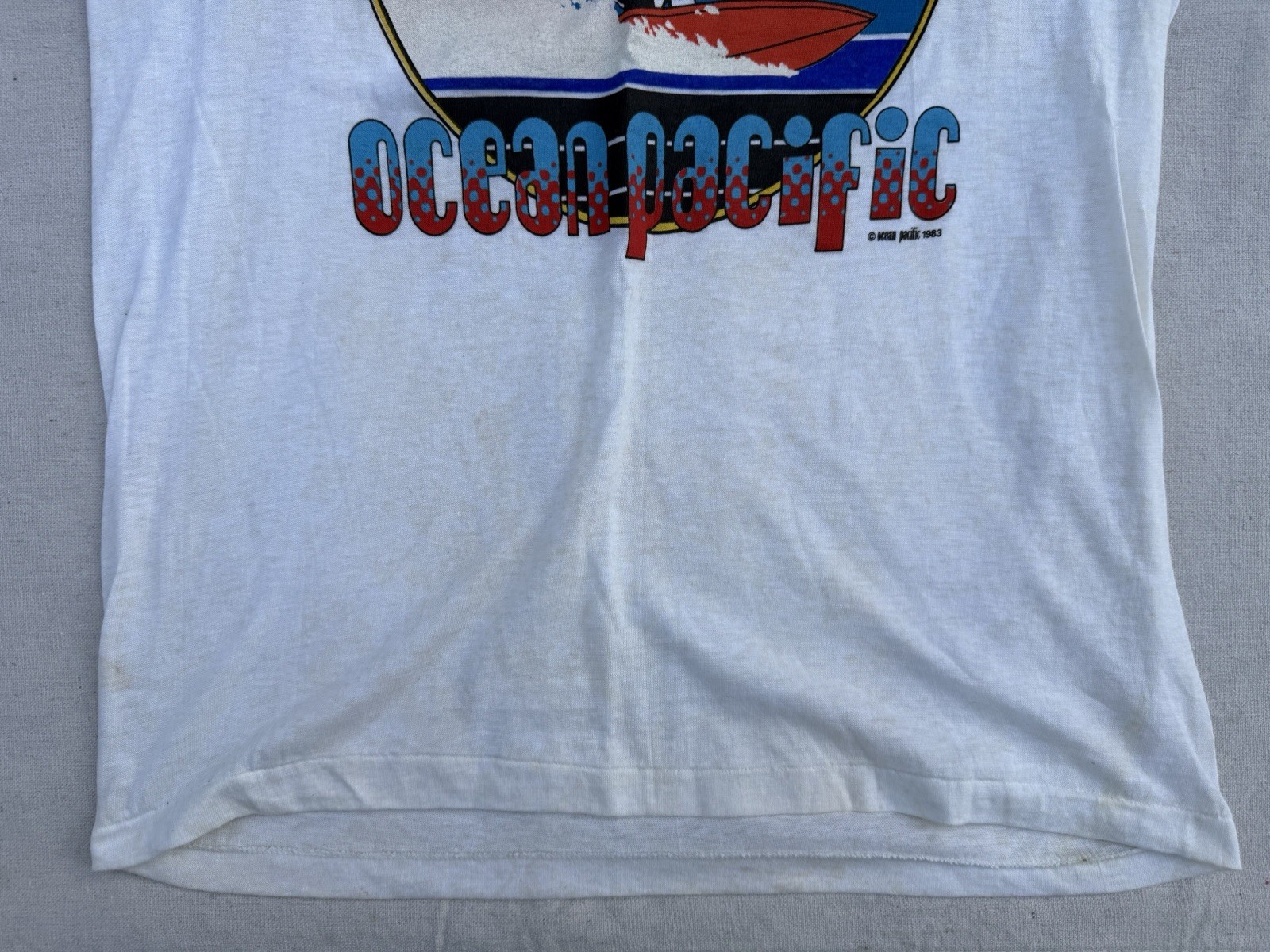 Rare Vtg 80s OP Ocean Pacific Sunwear Logo Surfer Shirt Surf Single Stitch
