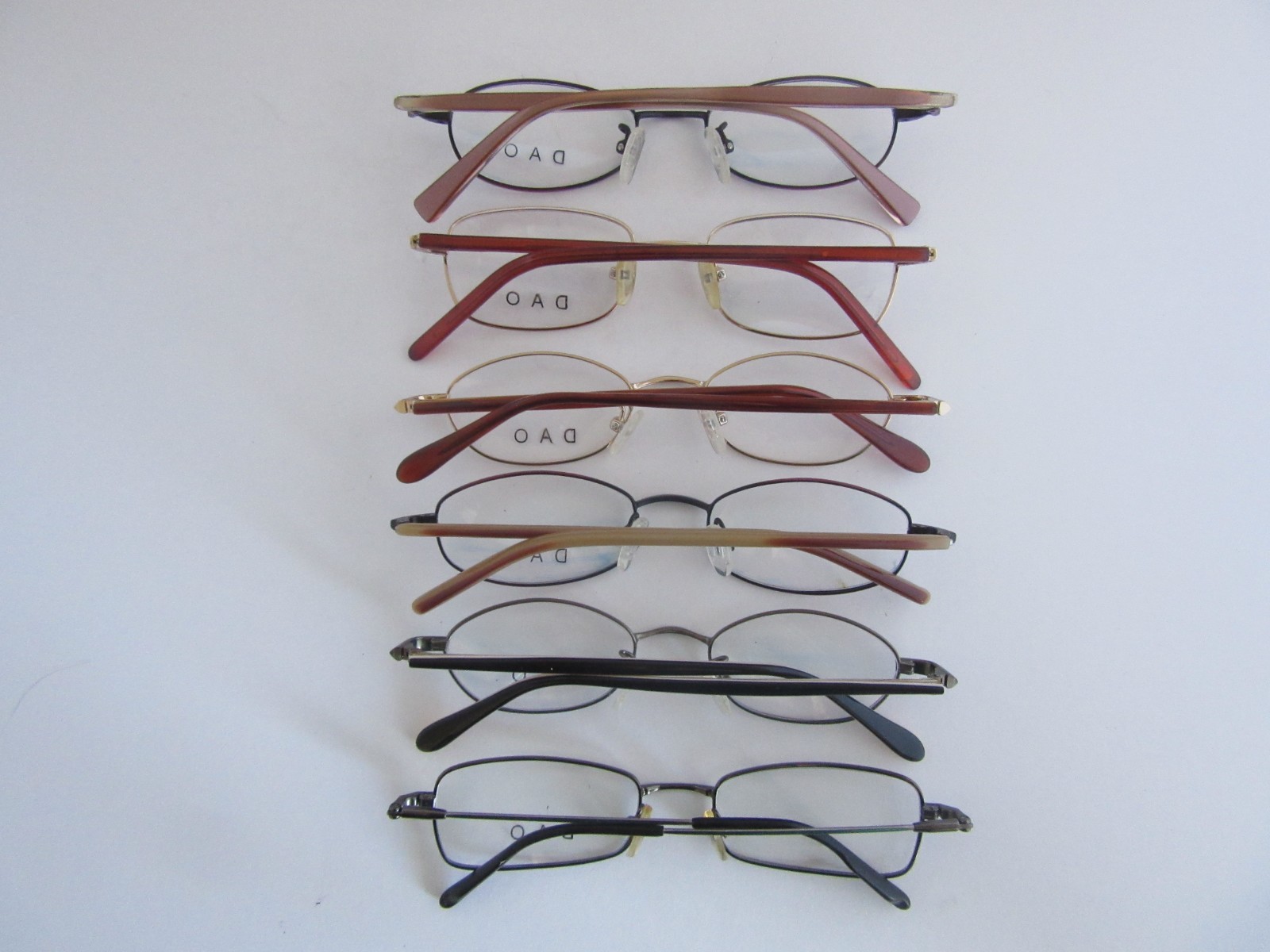 Lot of 6 Vintage Dao Women’s Small Metal with Plastic Eyeglasses Frames NOS