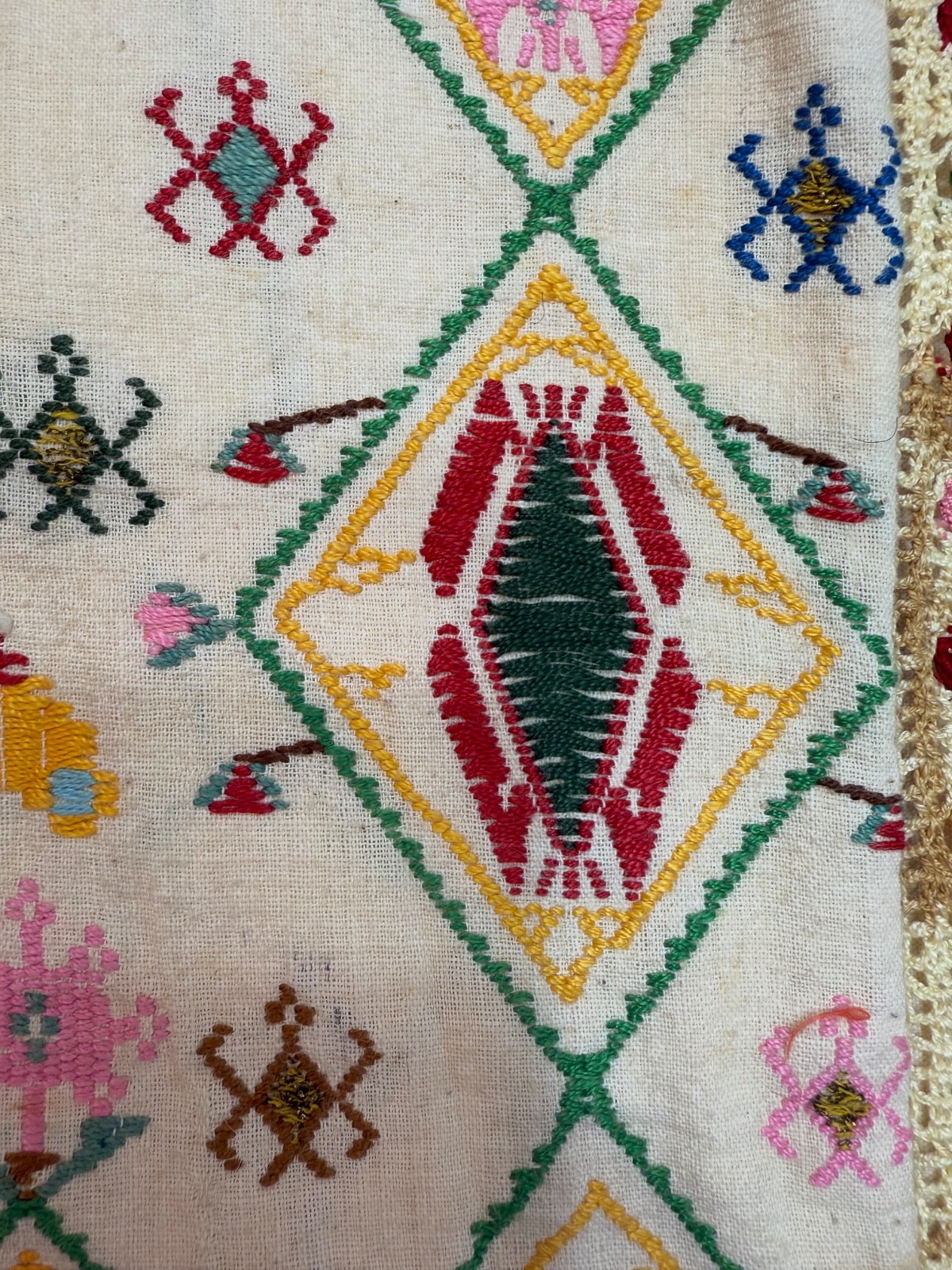 Vintage Beautiful Hand Silk Embroidered Head Cape 71×64 Cm